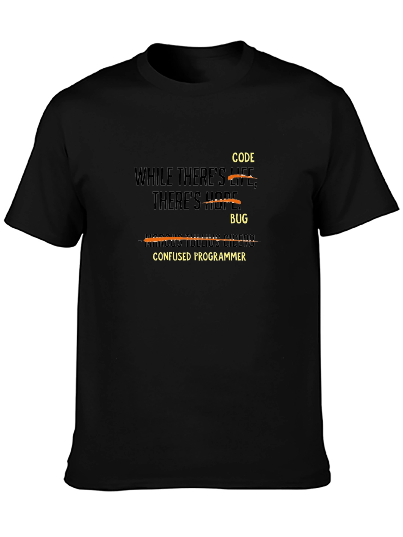 Black Confused Programmer Humor T-Shirt view 3