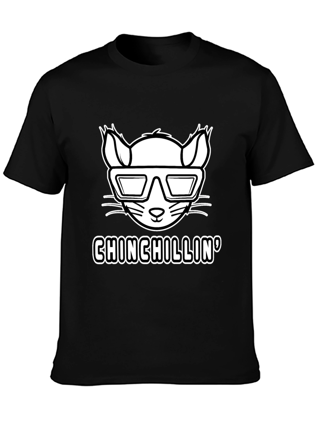 Black Chinchillin' T-Shirt - Cool Rodent Design view 3
