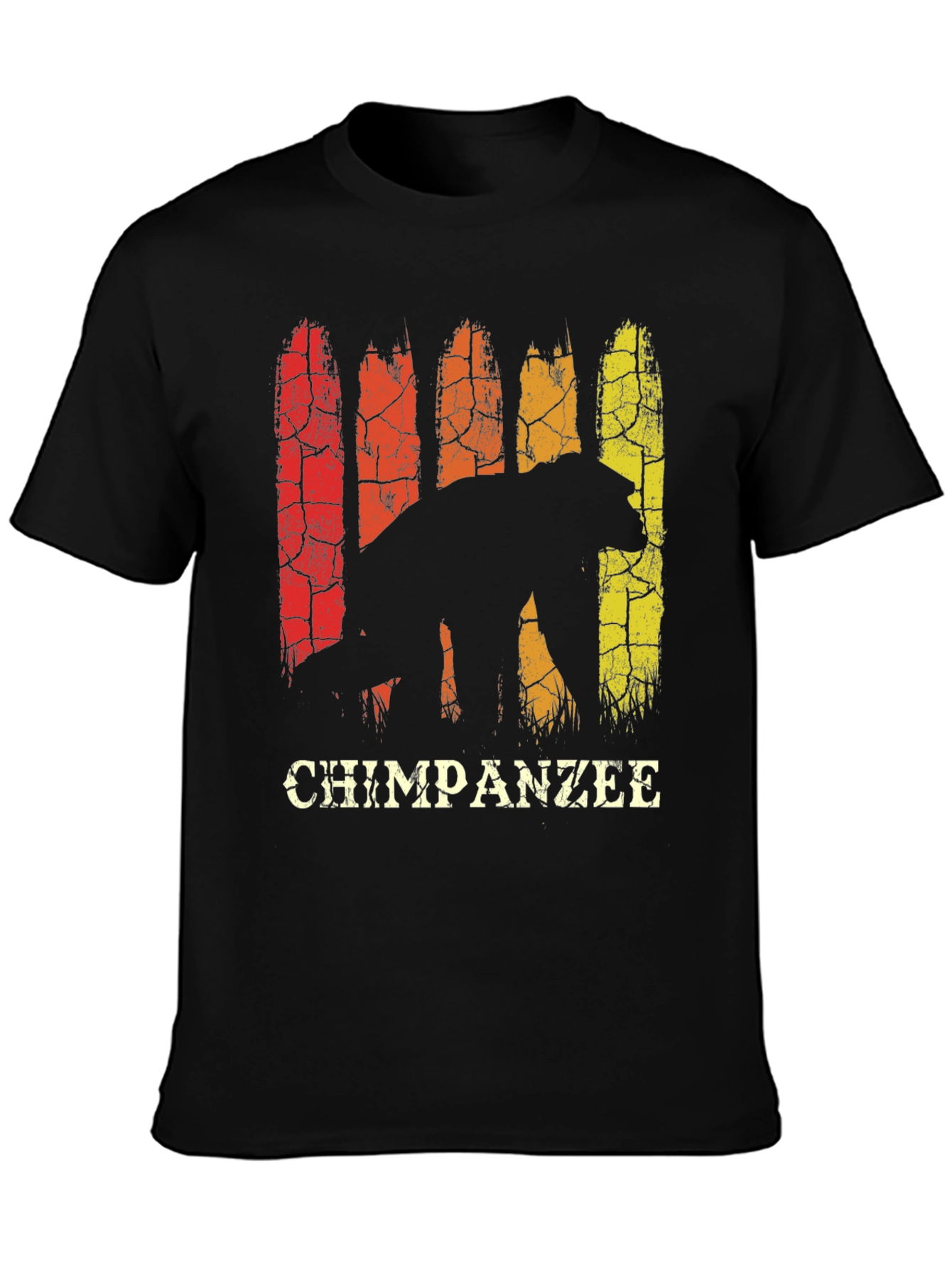 Black Chimpanzee Silhouette Retro Style Graphic T-Shirt view 3