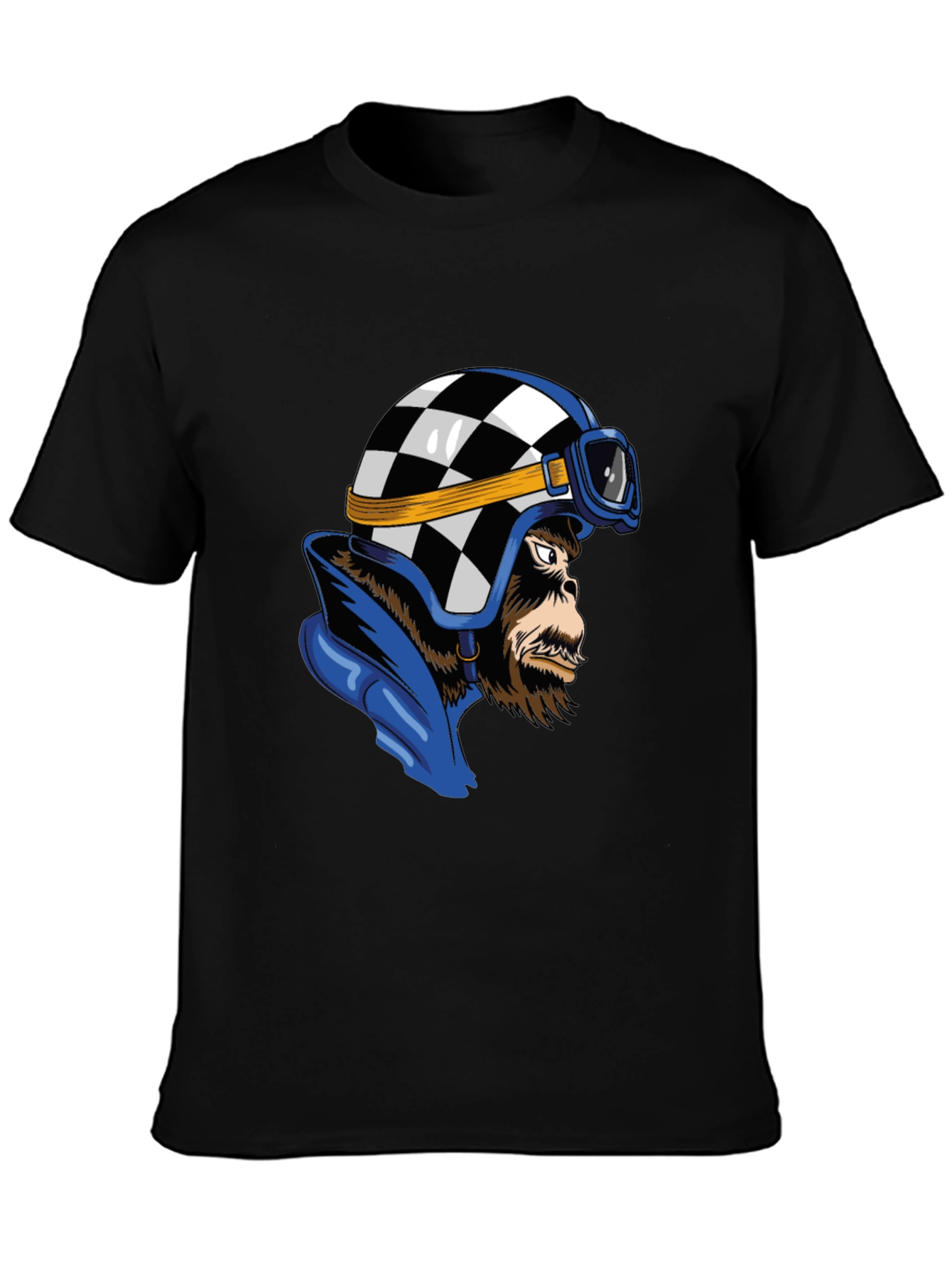 Black Retro Racer Gorilla Graphic T-Shirt view 3