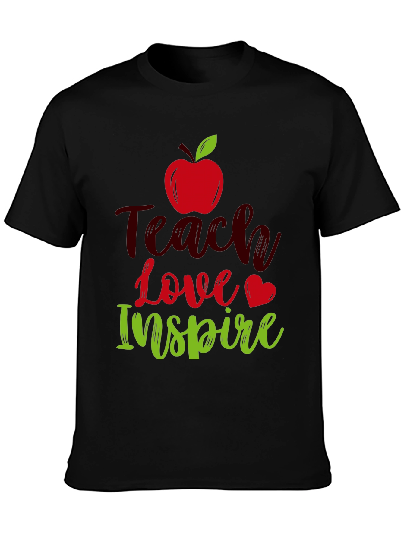 Black Teach Love Inspire T-Shirt Teacher Appreciation Gift view 3