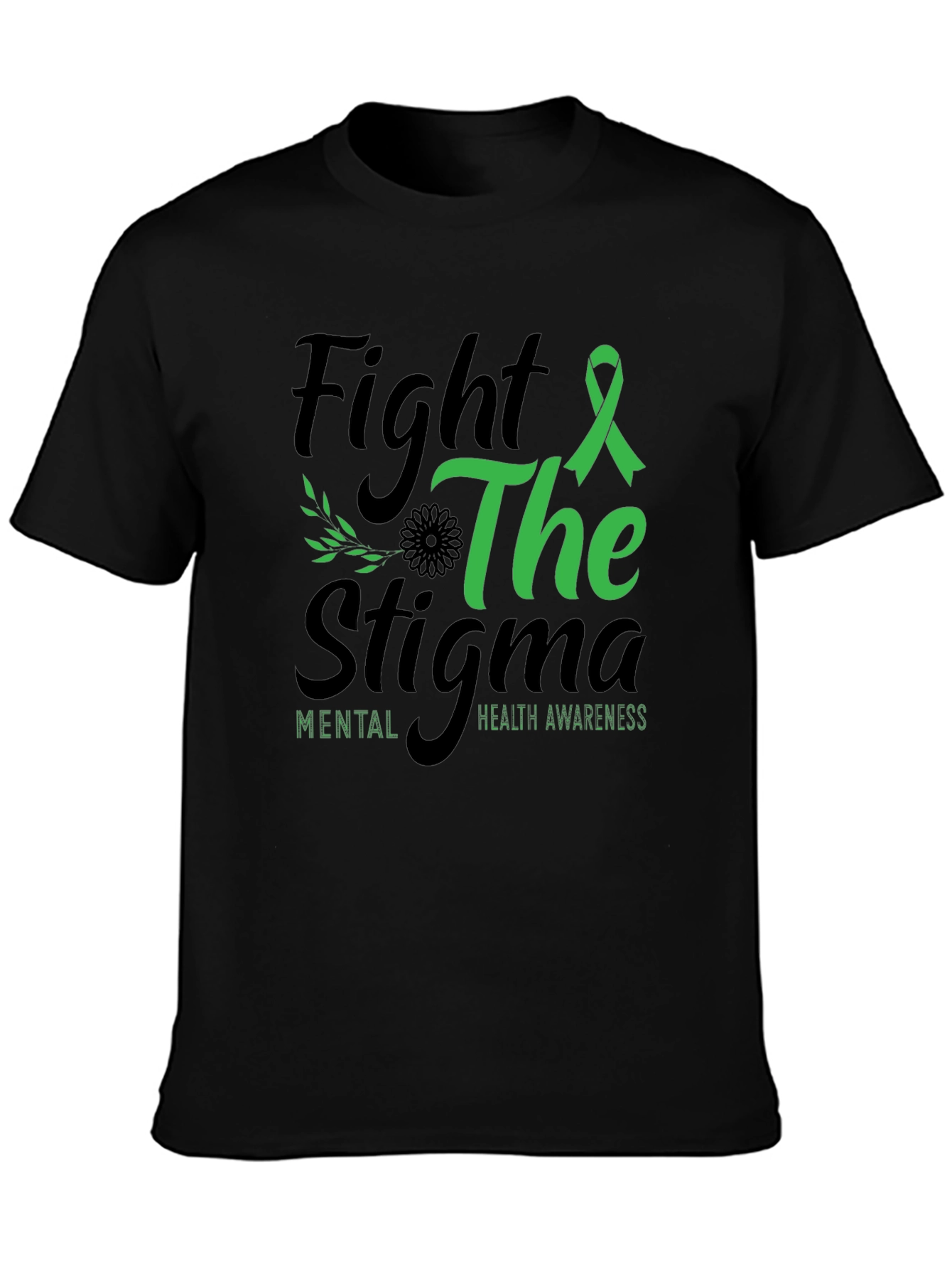 Black Fight the Stigma Mental Health Awareness T-Shirt view 3