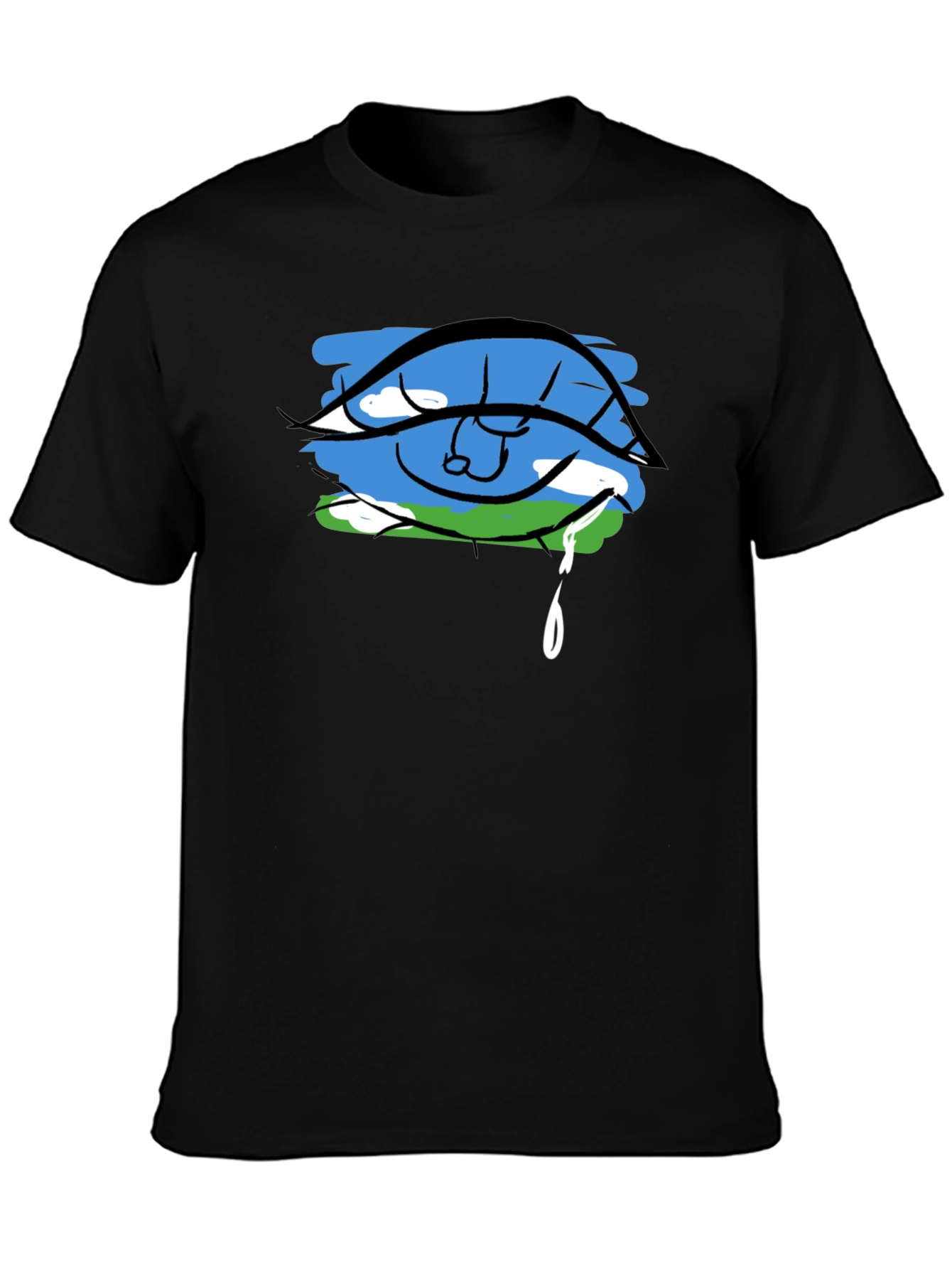Black Eye Crying Earth Graphic Black T-Shirt view 3
