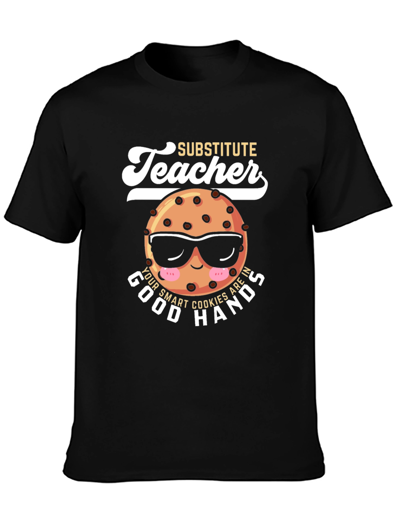 Black Substitute Teacher Cookie T-Shirt Funny Tee view 3