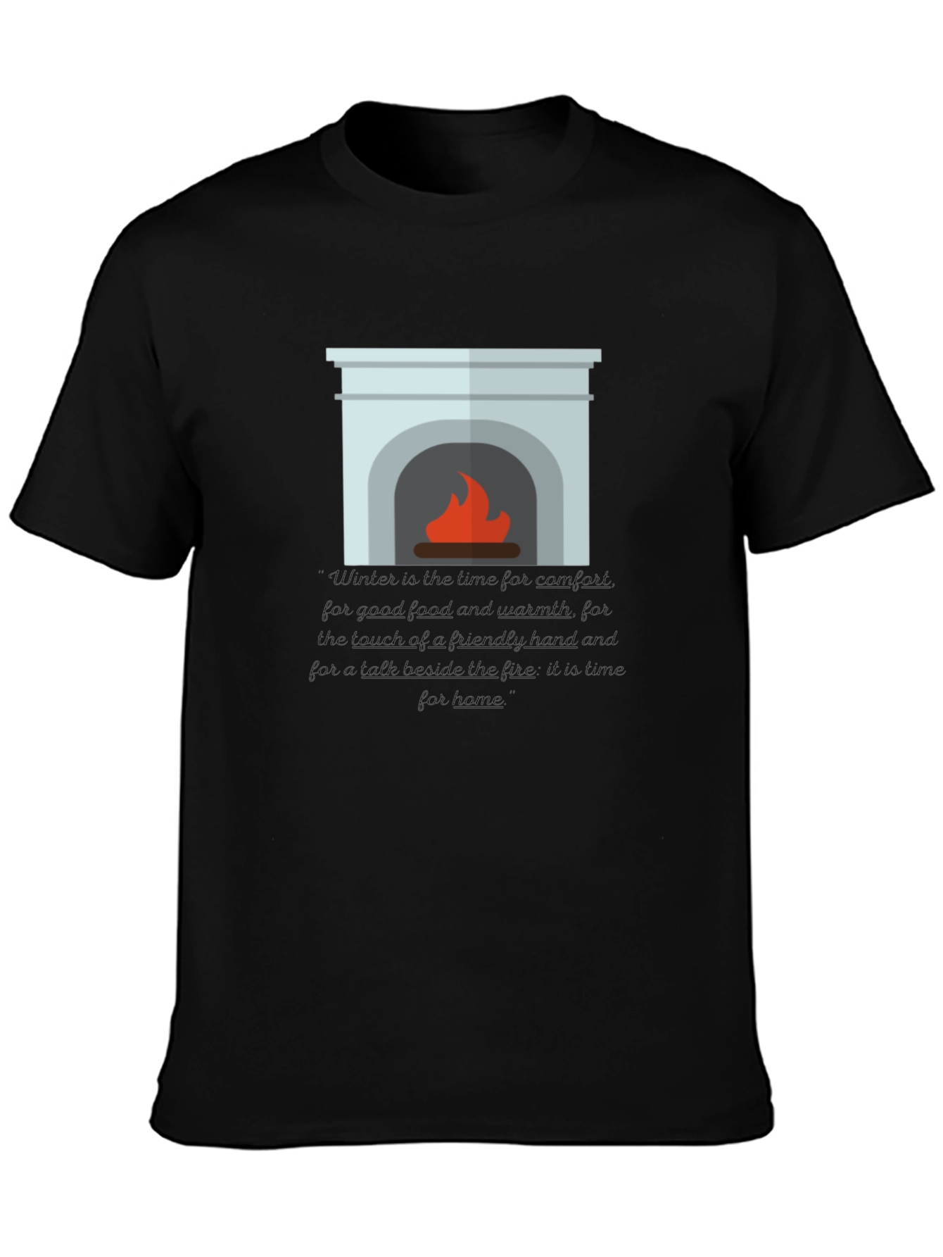 Black Cozy Fireplace Graphic Tee - Comfort & Style view 3