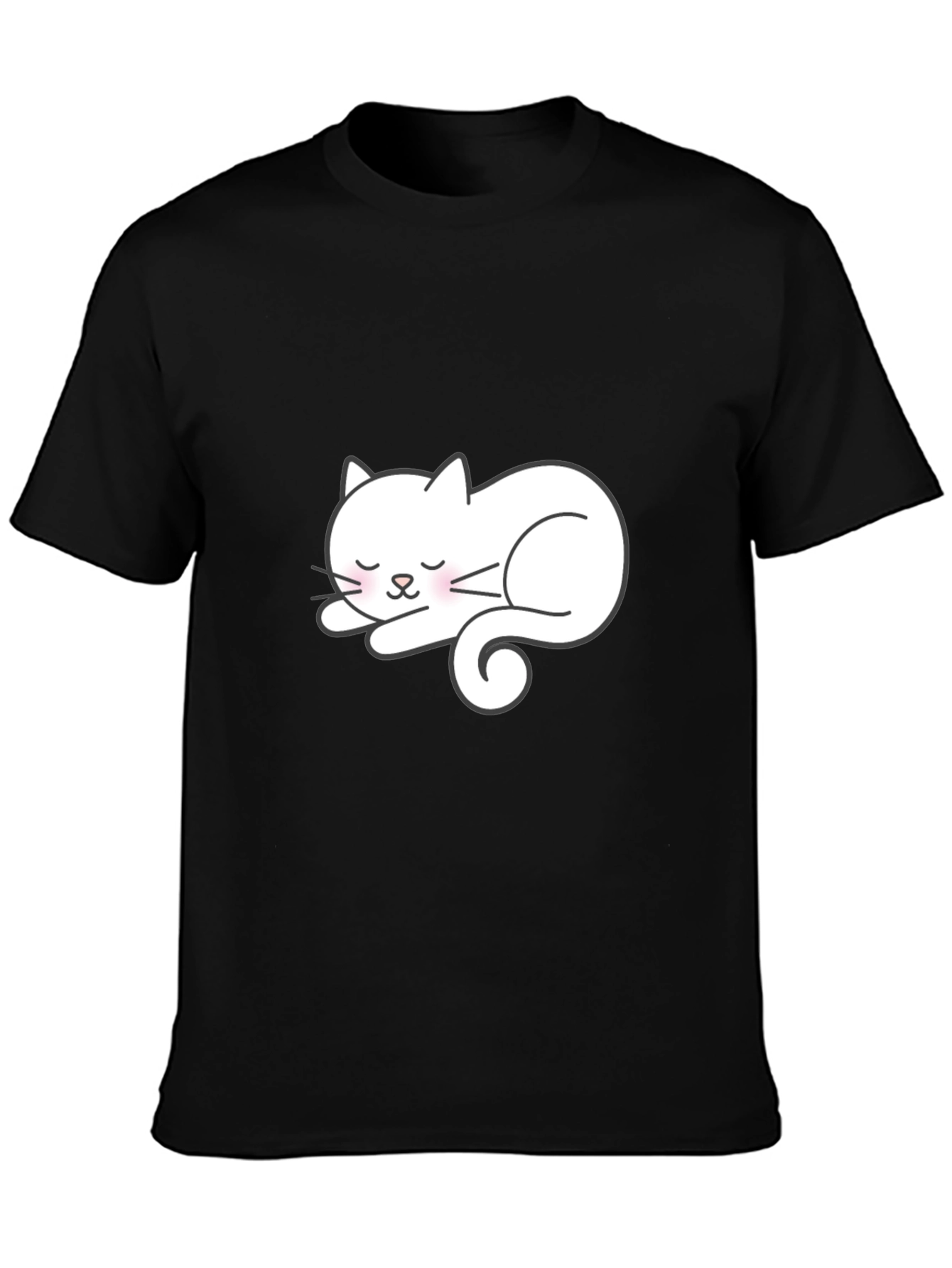 Black Cute Sleeping Cat Graphic T-Shirt - Soft Cotton Comfort view 3