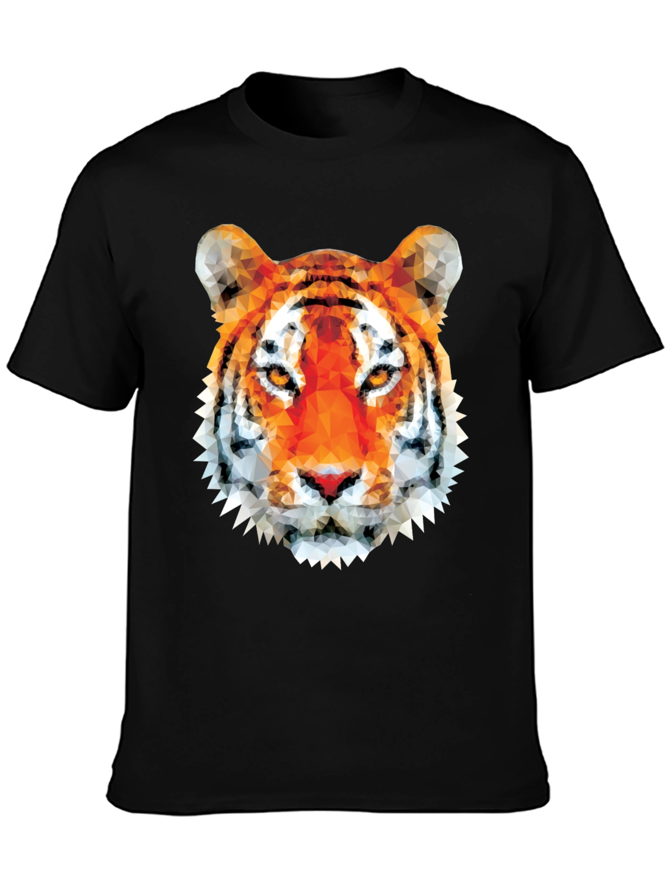 Black Geometric Tiger Graphic Tee - Modern Animal Print view 3