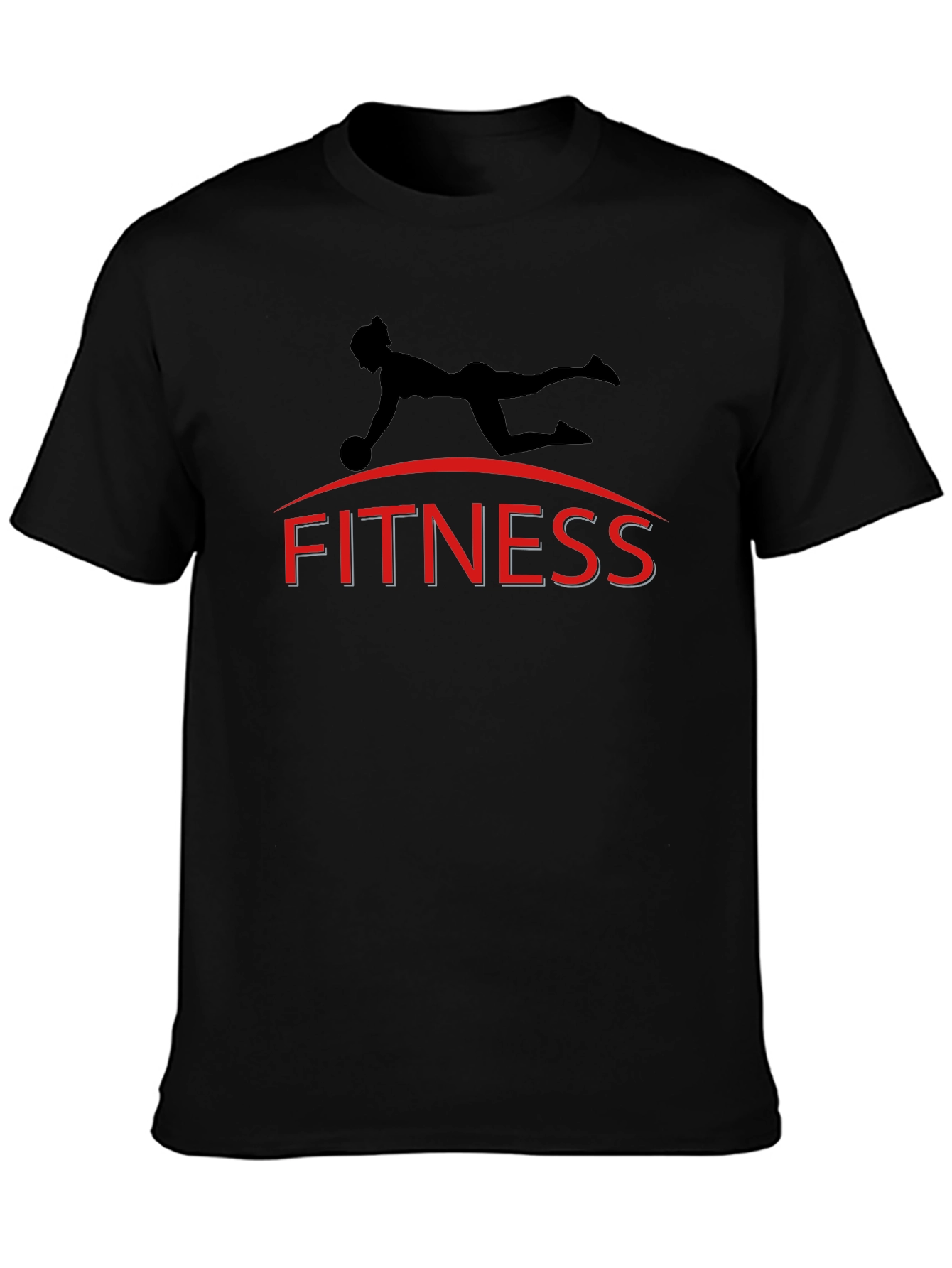 Black Fitness Motivation Black T-Shirt with Workout Design view 3