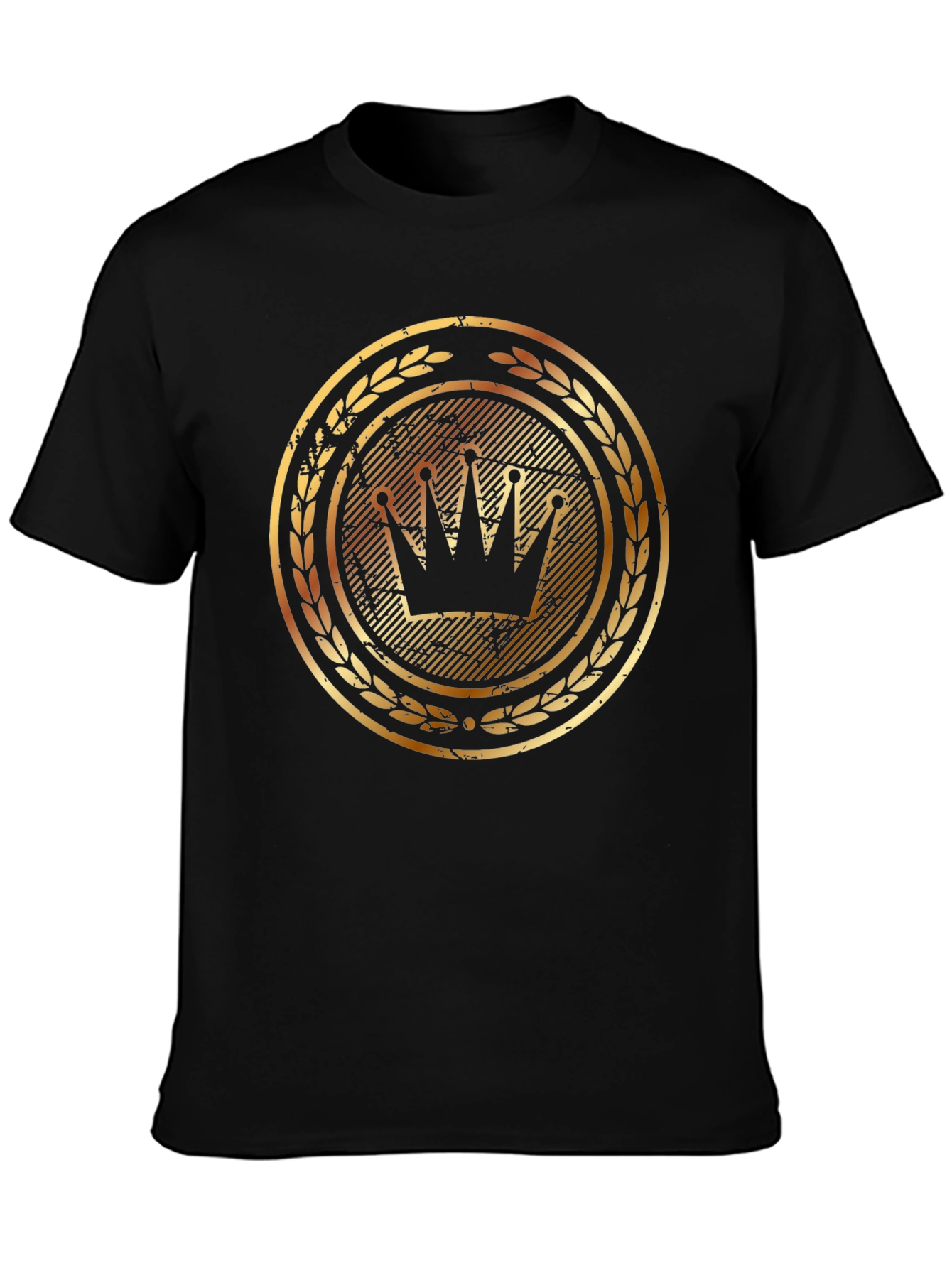Black Golden Crown Graphic Tee - Stylish Men's Black T-Shirt view 3
