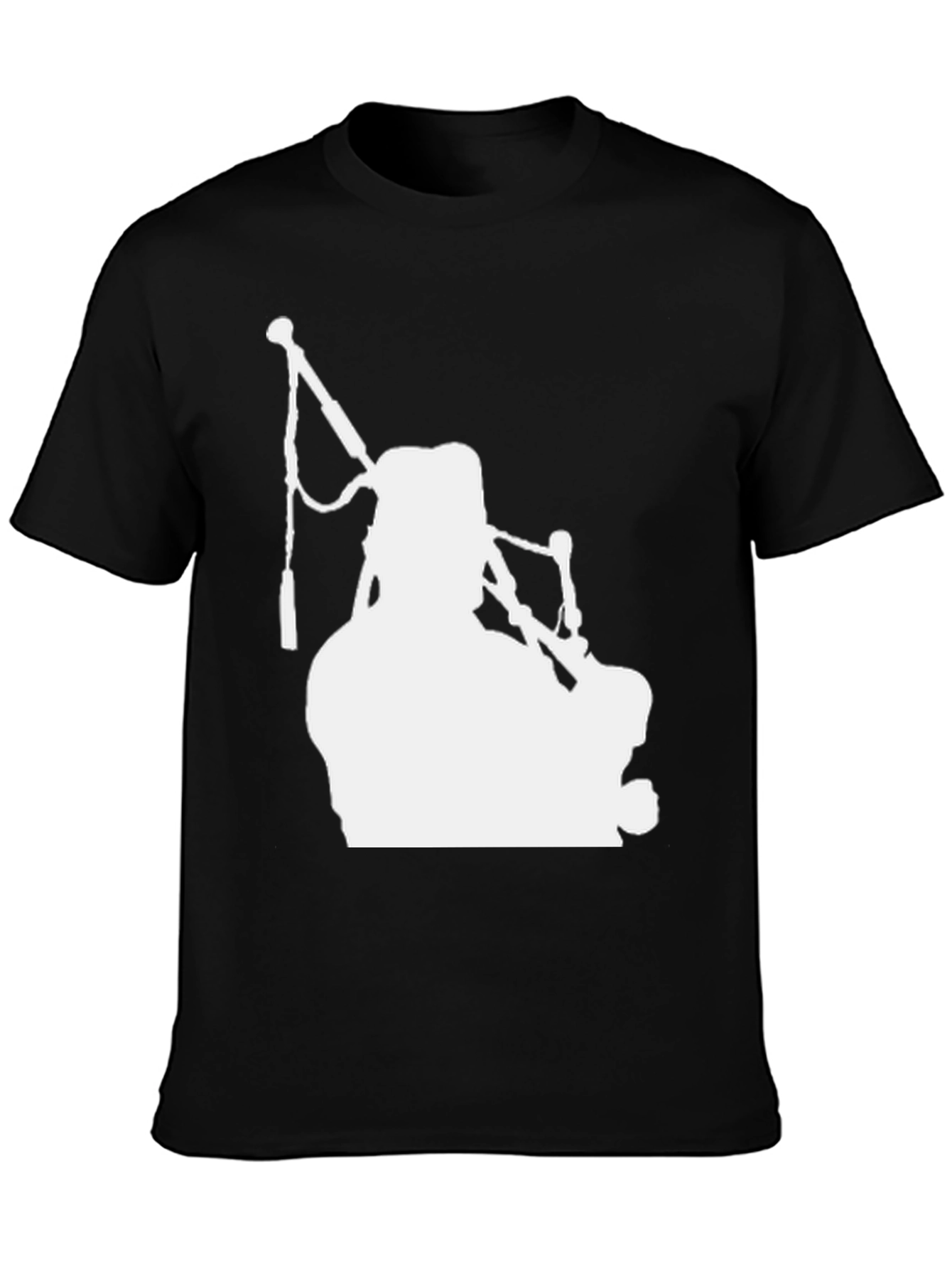 Black Bagpipe Silhouette T-Shirt - Black view 3