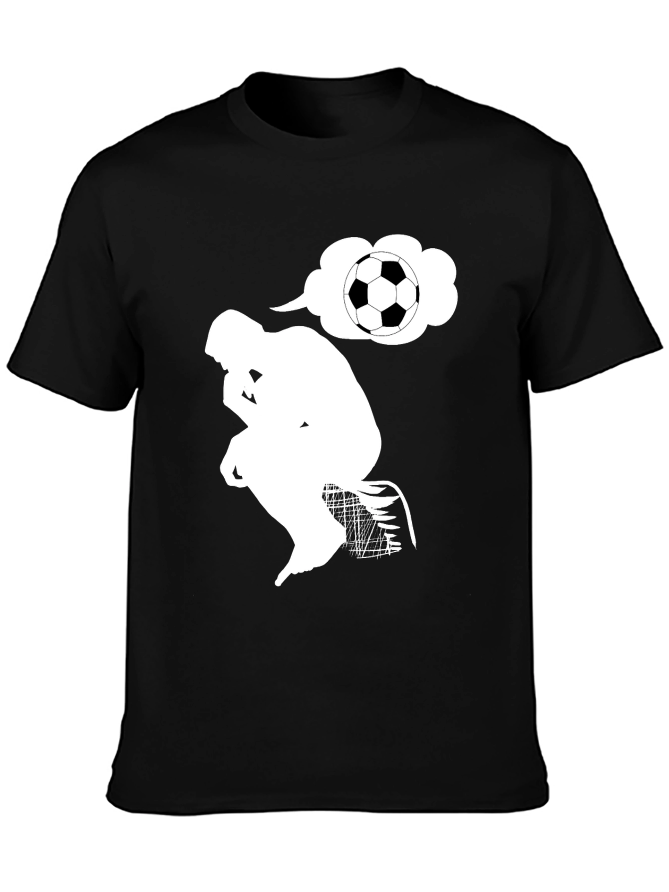 Black Philosophical Soccer Tee - Thinker with Ball view 3