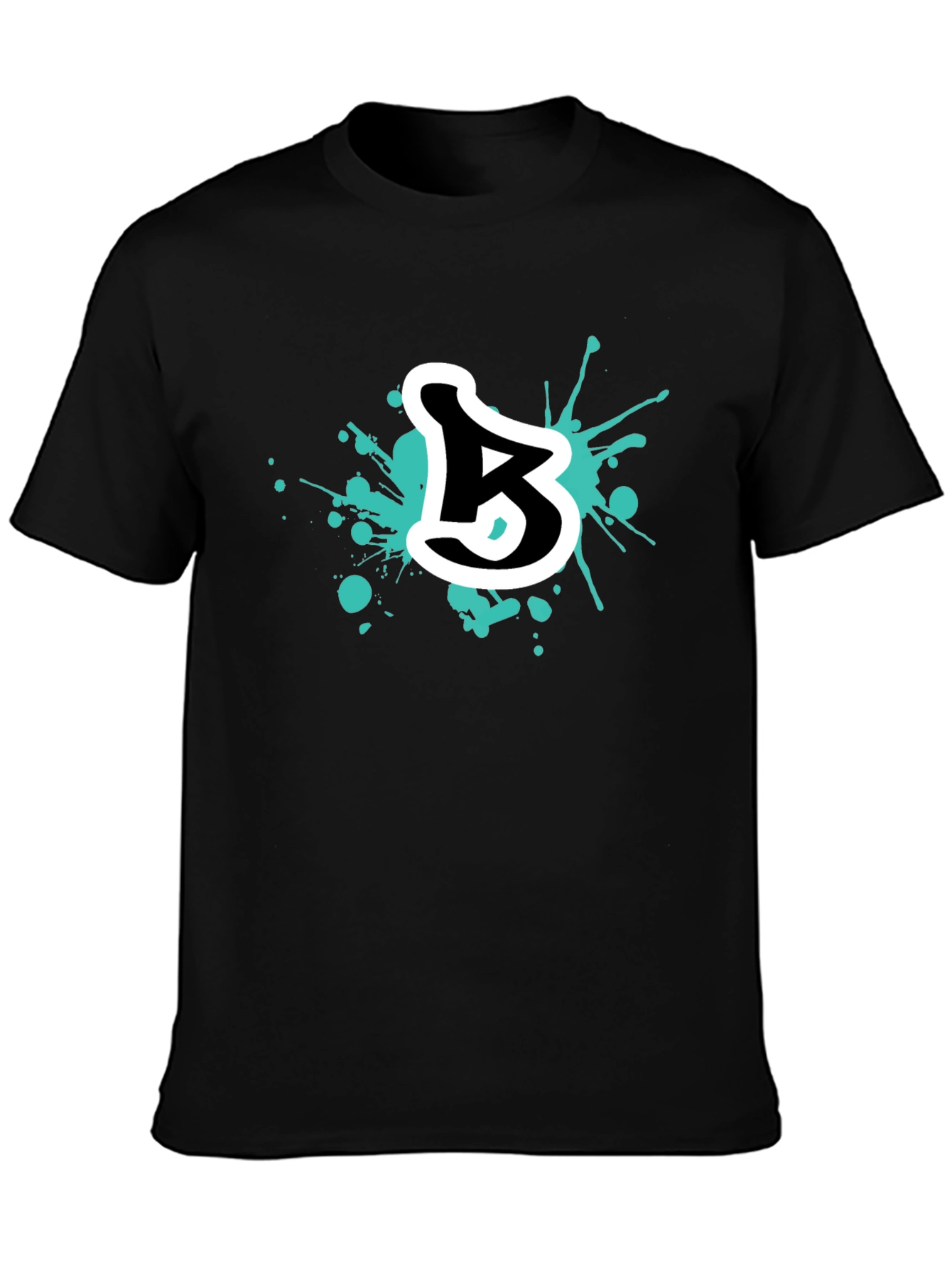 Black Abstract Letter B Graphic Tee - Black Cotton Blend view 3