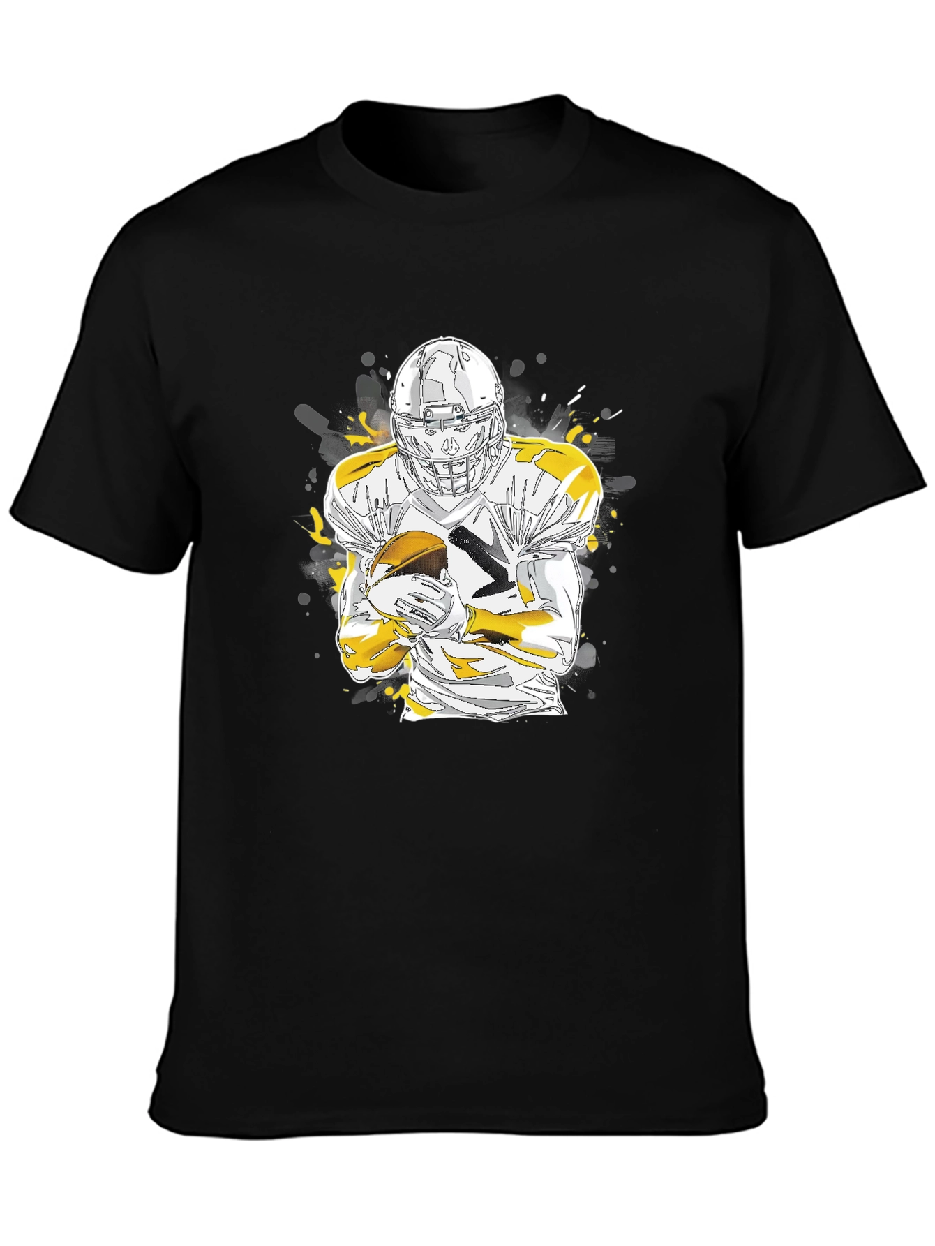 Black Football Player Graphic Black T-Shirt view 3