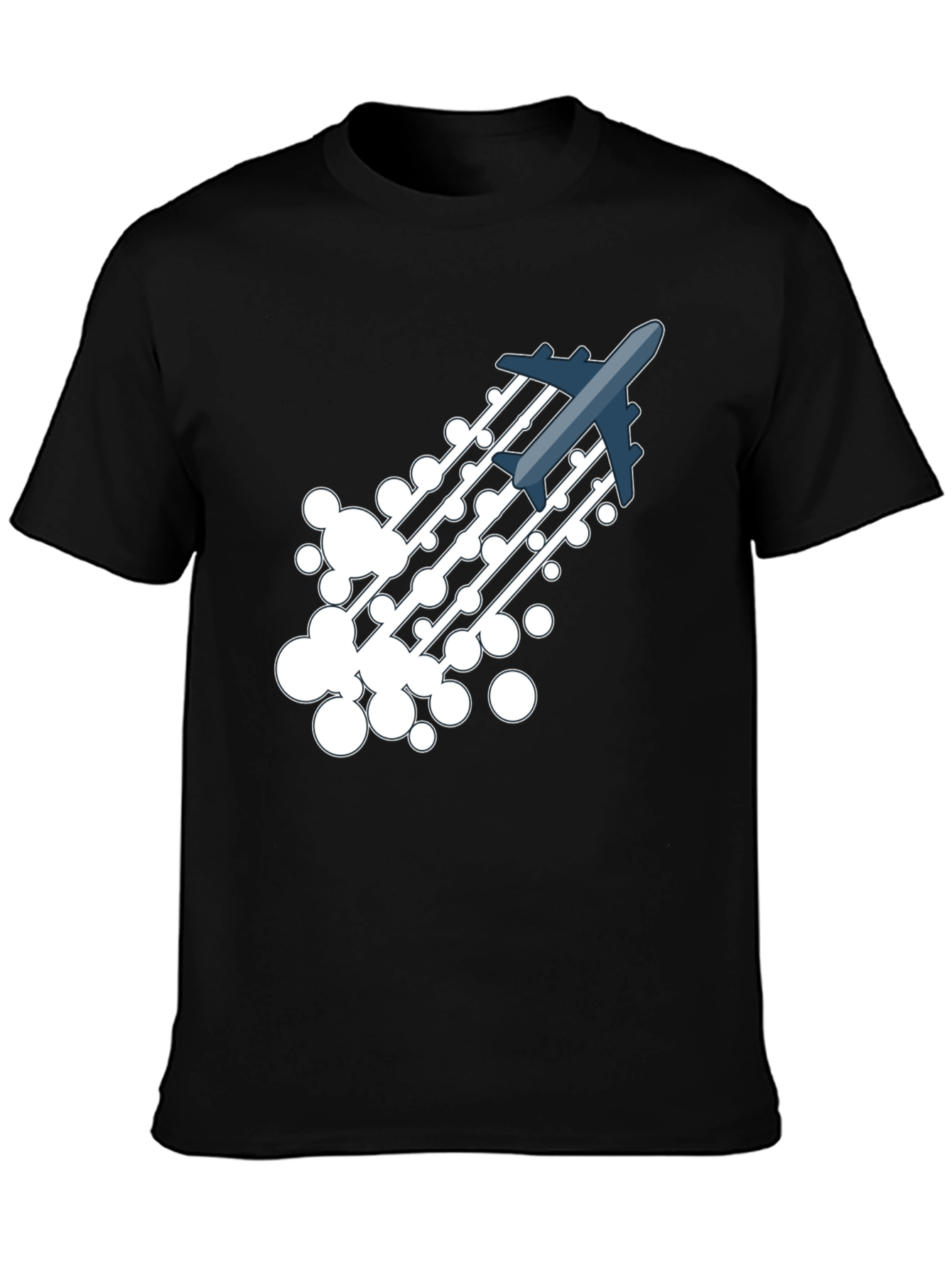 Black Airplane Trail Graphic Tee - Black Cotton Blend Shirt view 3