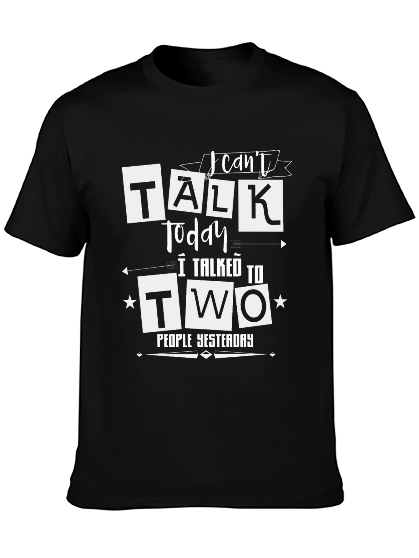 Black Funny "I Can't Talk Today" Graphic Tee view 3