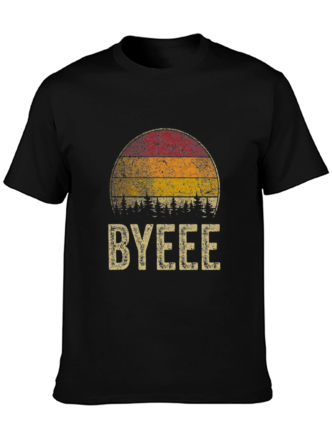 Black Retro Sunset BYEEE T-Shirt - Cool Graphic Tee view 3