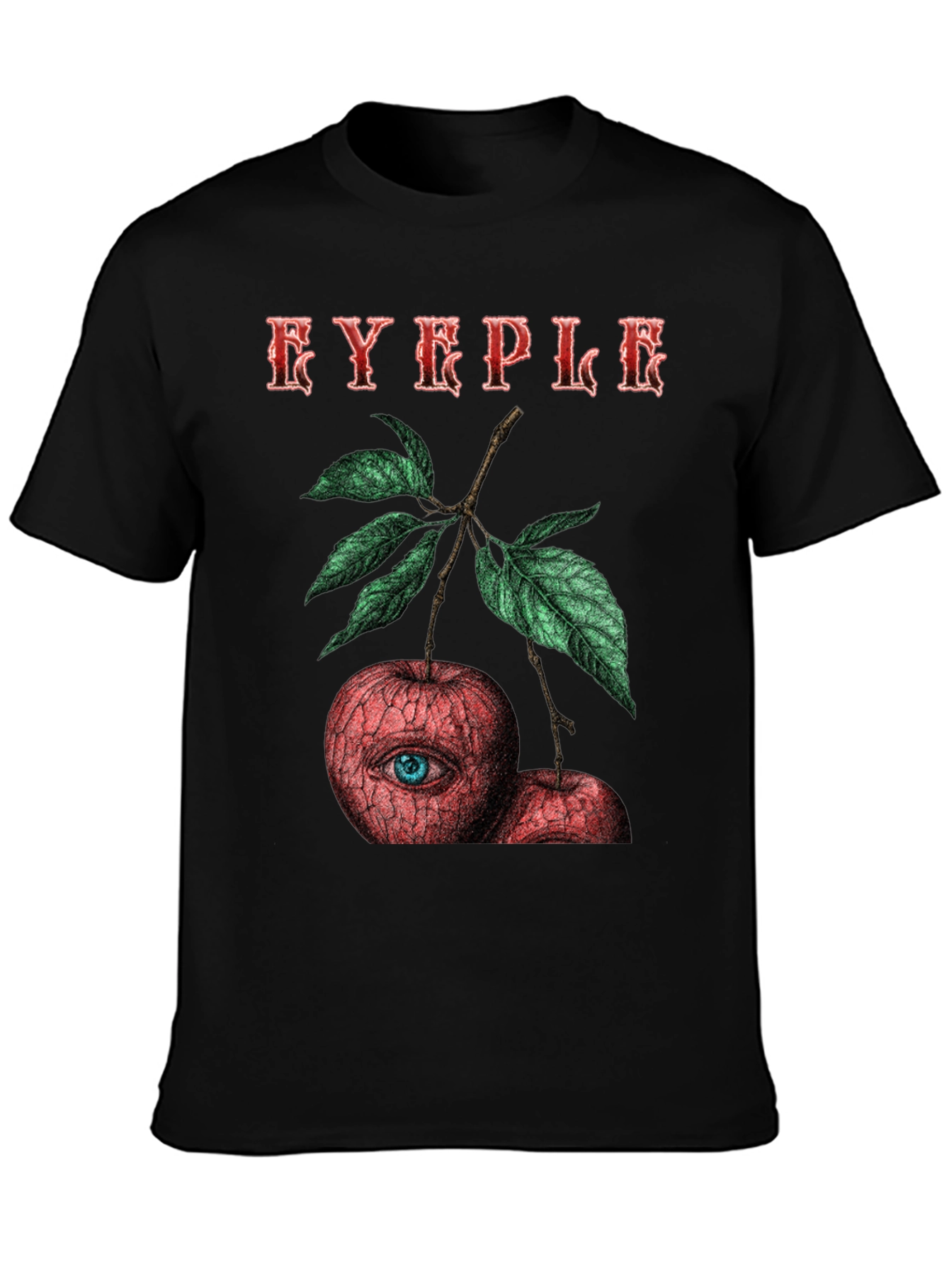 Black EYEPLE Graphic T-Shirt - Eye Apple Design view 3
