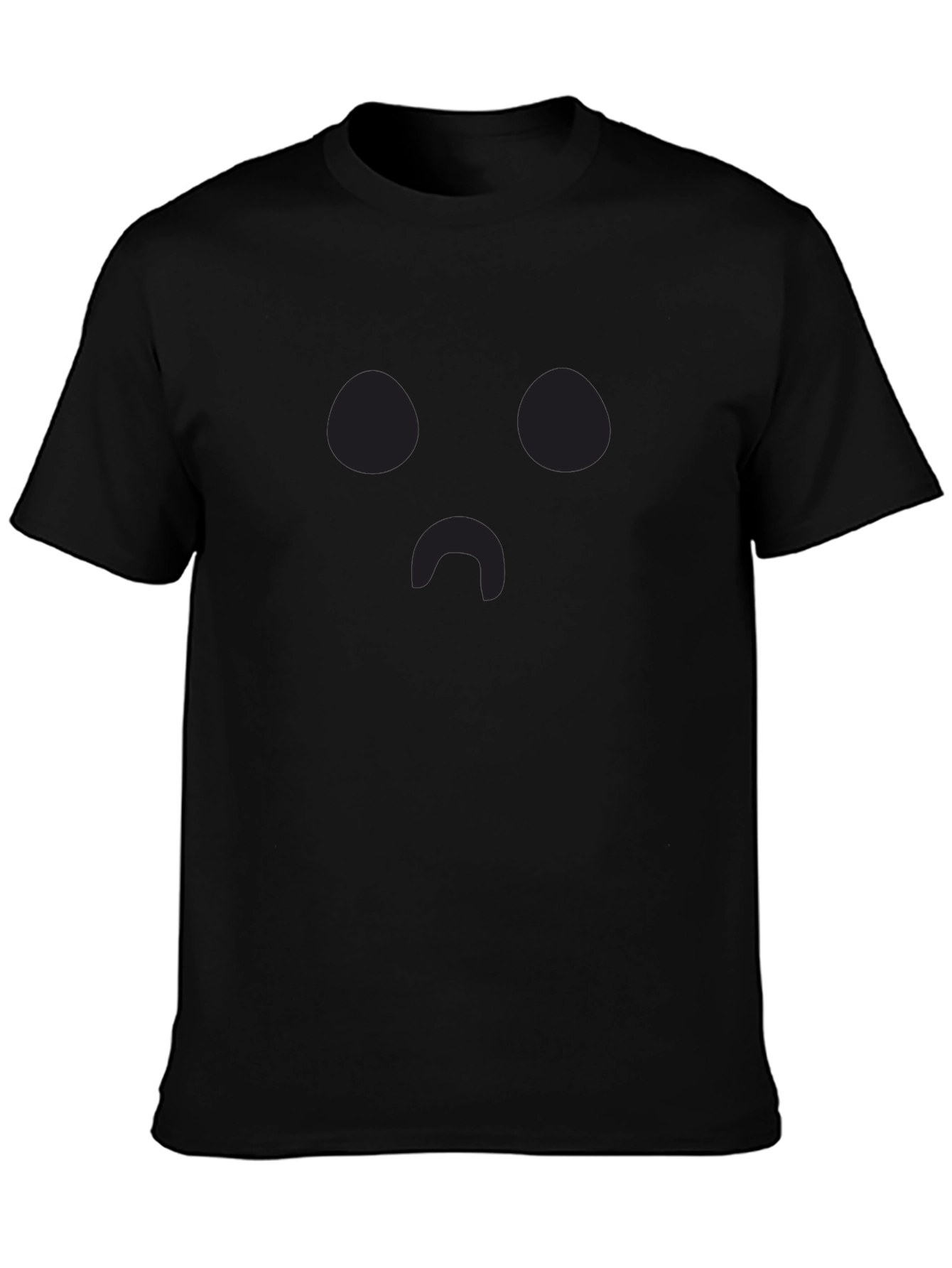 Black Sad Face Emoji Black T-Shirt | Classic Crew Neck Tee view 3