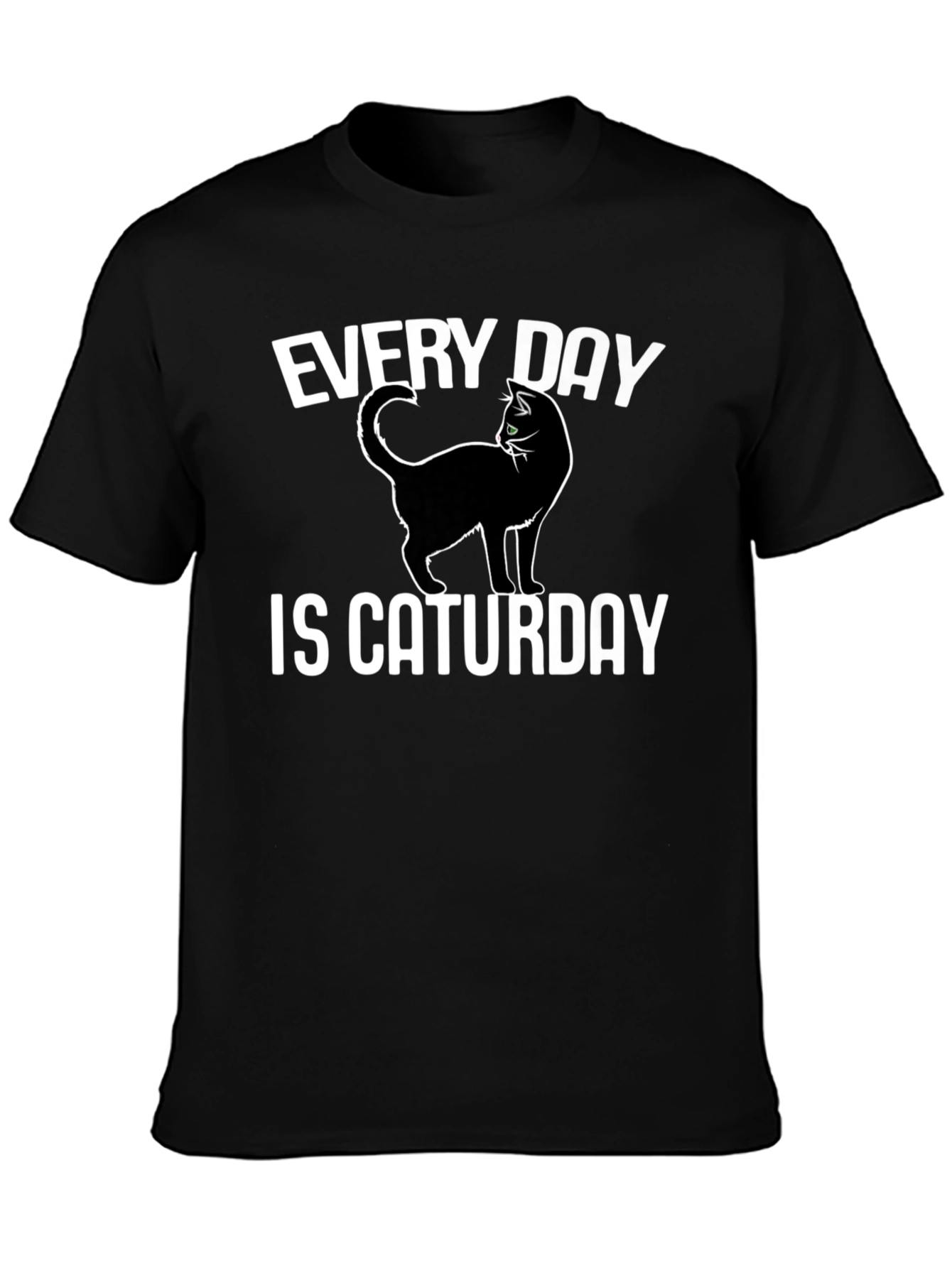 Black Every Day is Caturday Black T-Shirt view 3
