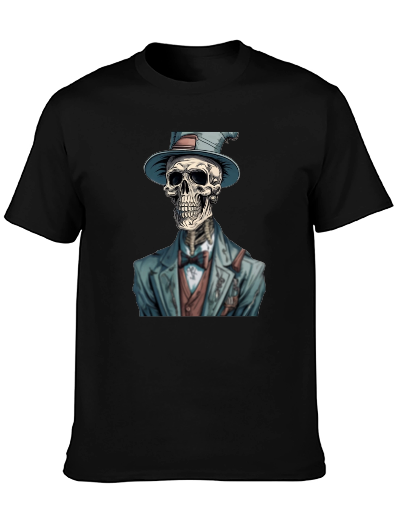 Black Dapper Skeleton T-Shirt - Unique Graphic Tee view 3