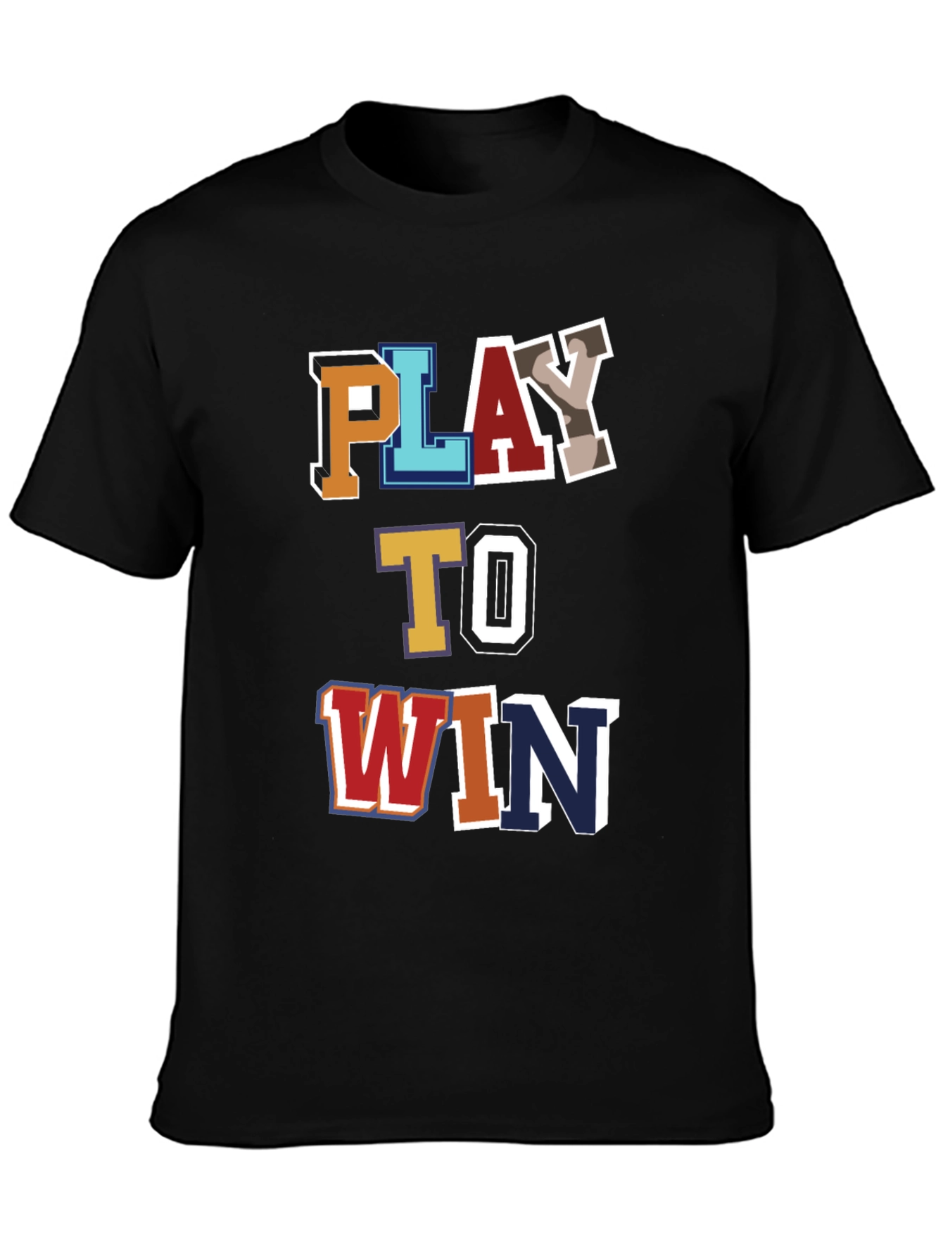 Black Play To Win Graphic Tee - Men's Cotton Blend T-Shirt view 3