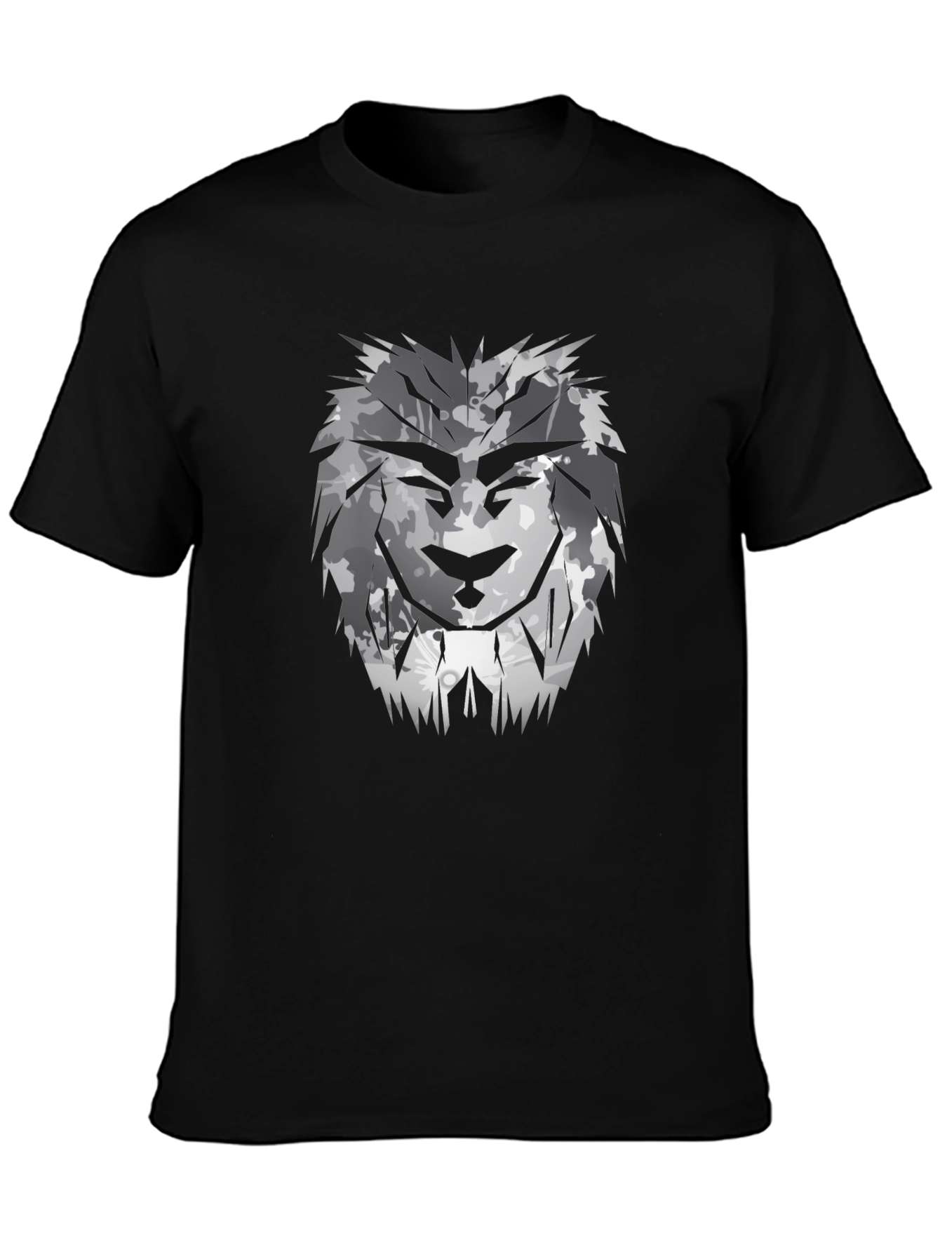 Black Black T-Shirt with Lion Graphic Print view 3