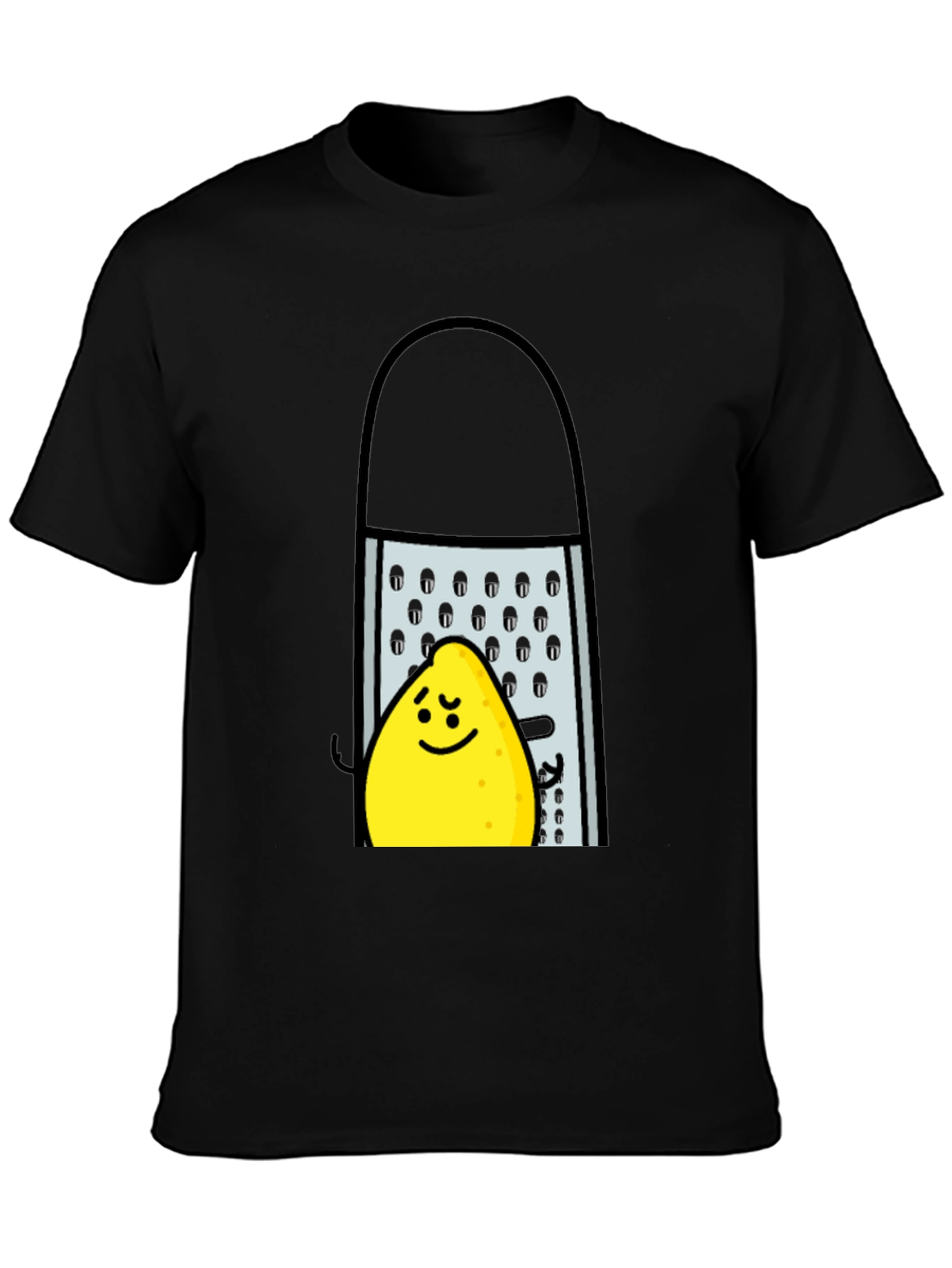 Black Funny Grated Lemon T-Shirt - Black Cotton Tee view 3