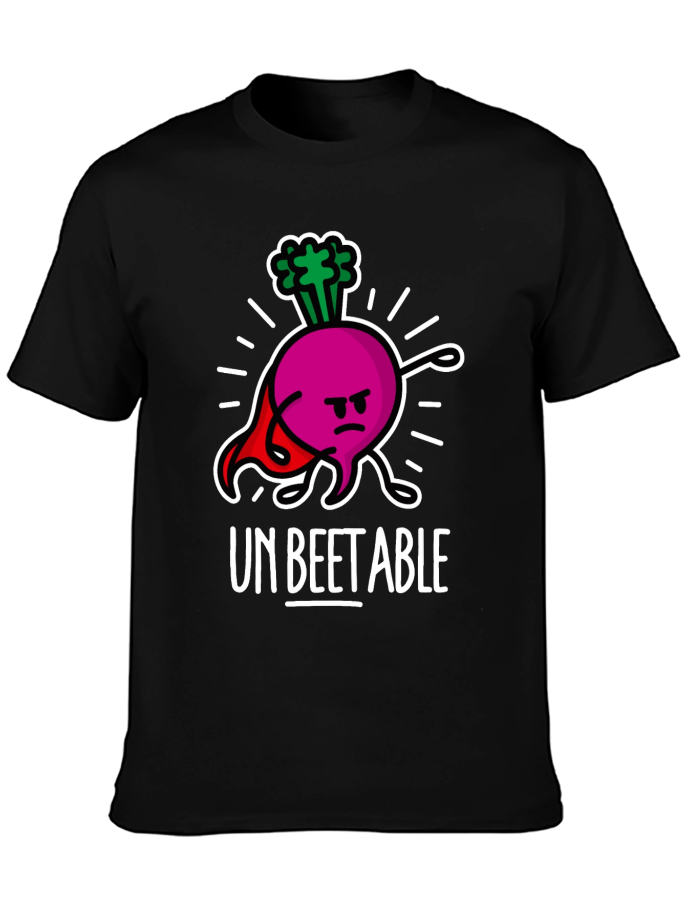 Black Un-Beetable Humor Tee: Super Beet Graphic T-Shirt view 3