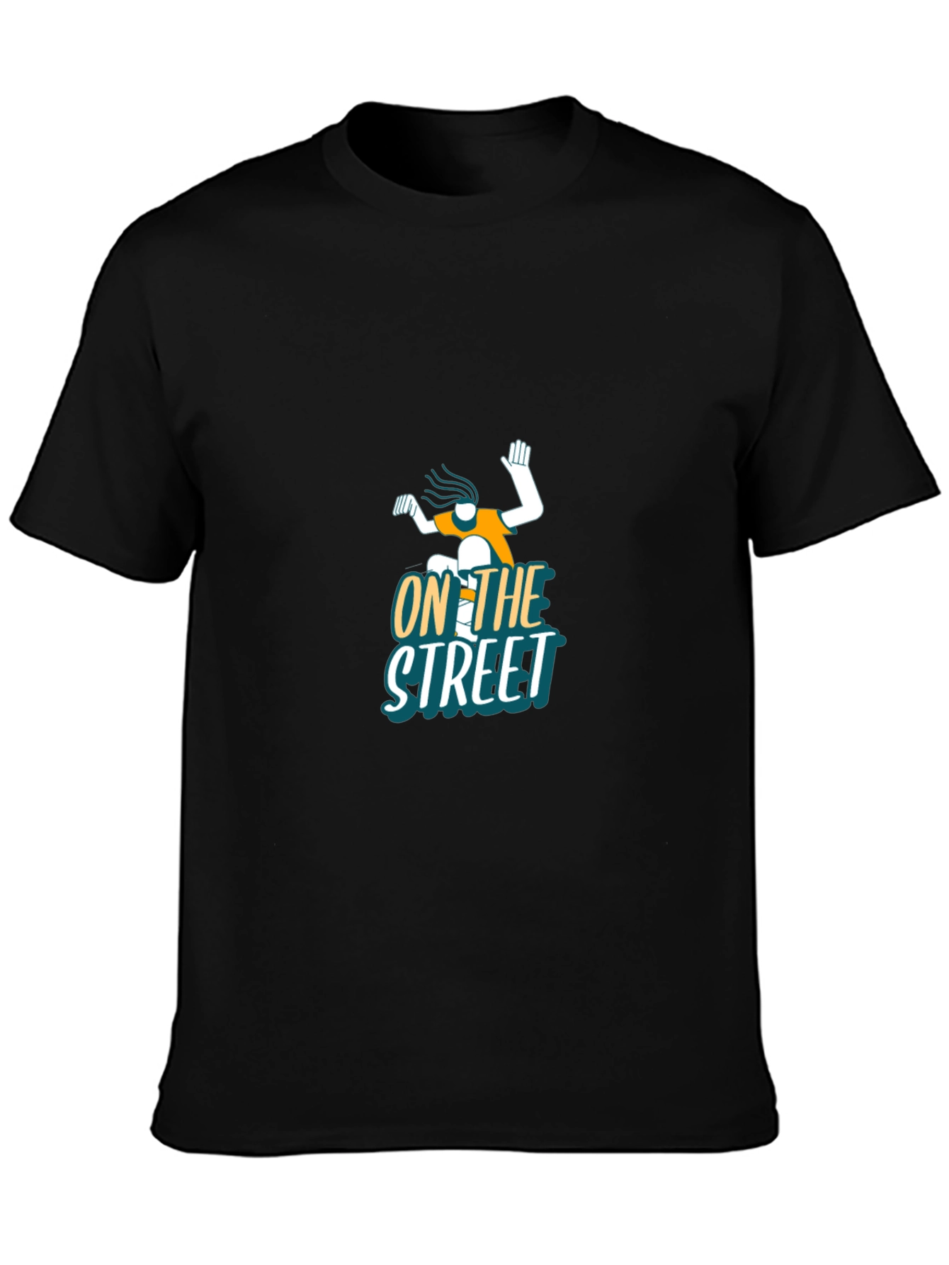 Black Cool 'On The Street' Graphic Black T-Shirt view 3
