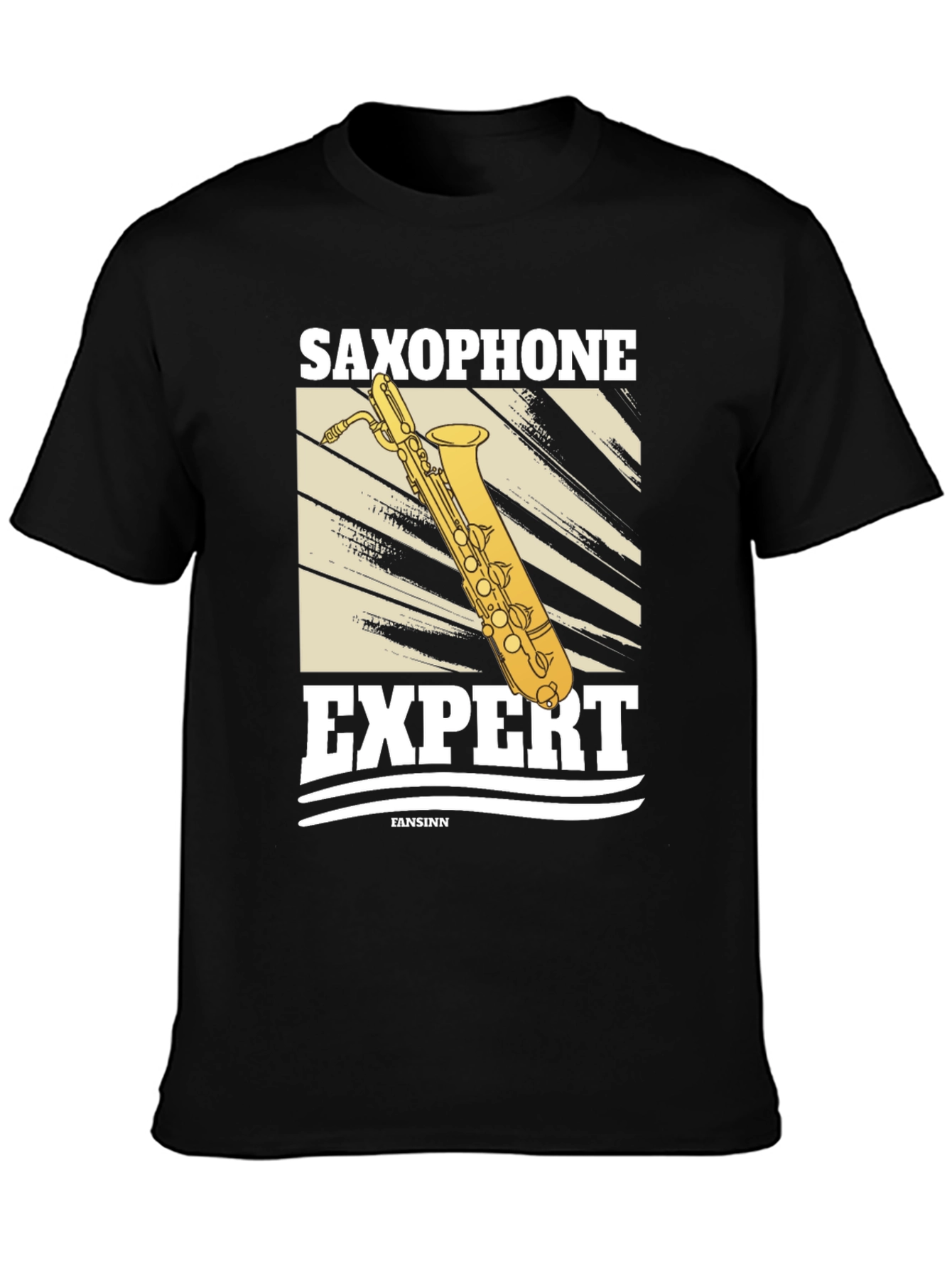 Black Saxophone Expert Graphic T-Shirt view 3