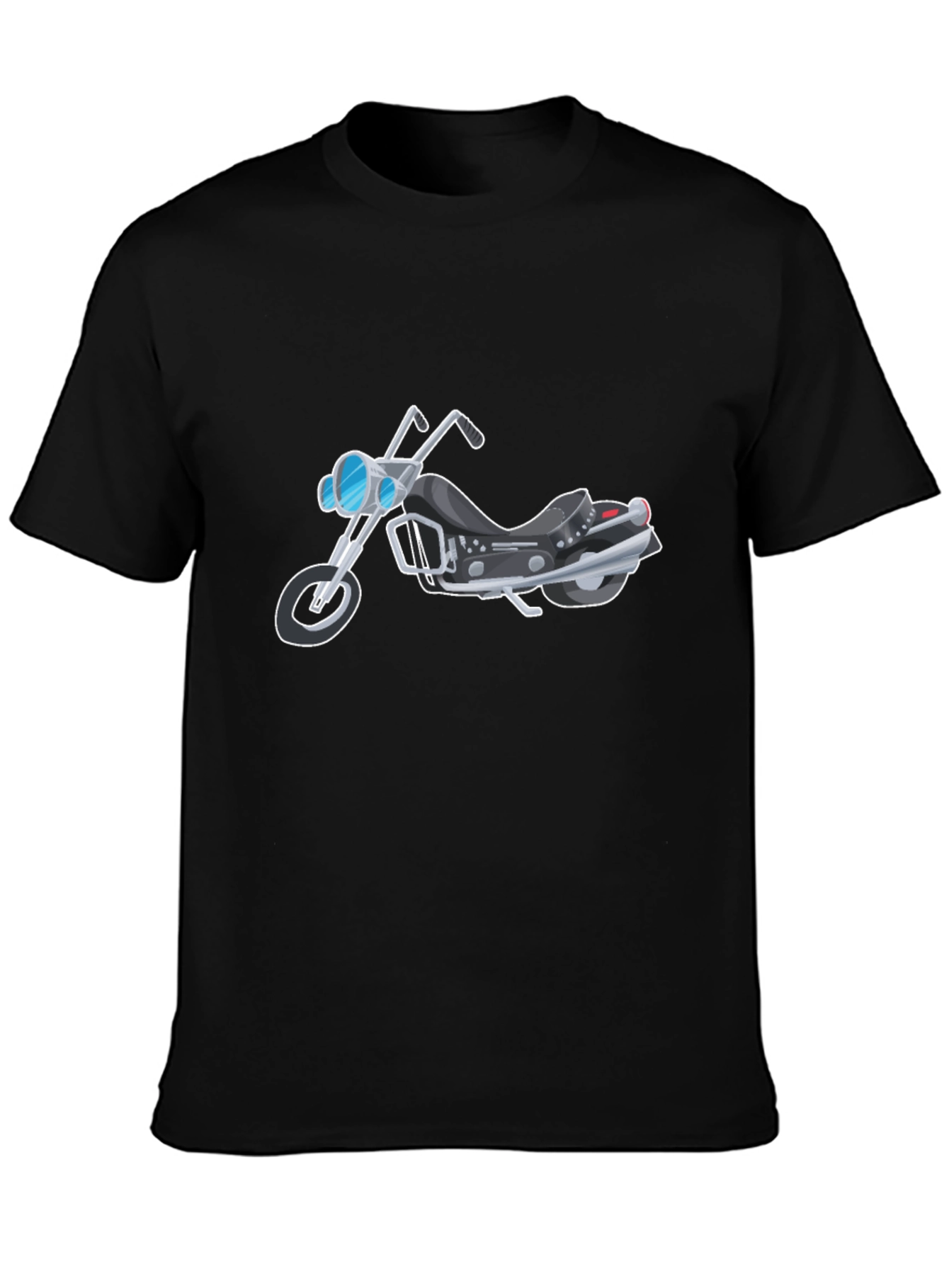 Black Men's Black Motorcycle Graphic T-Shirt view 3