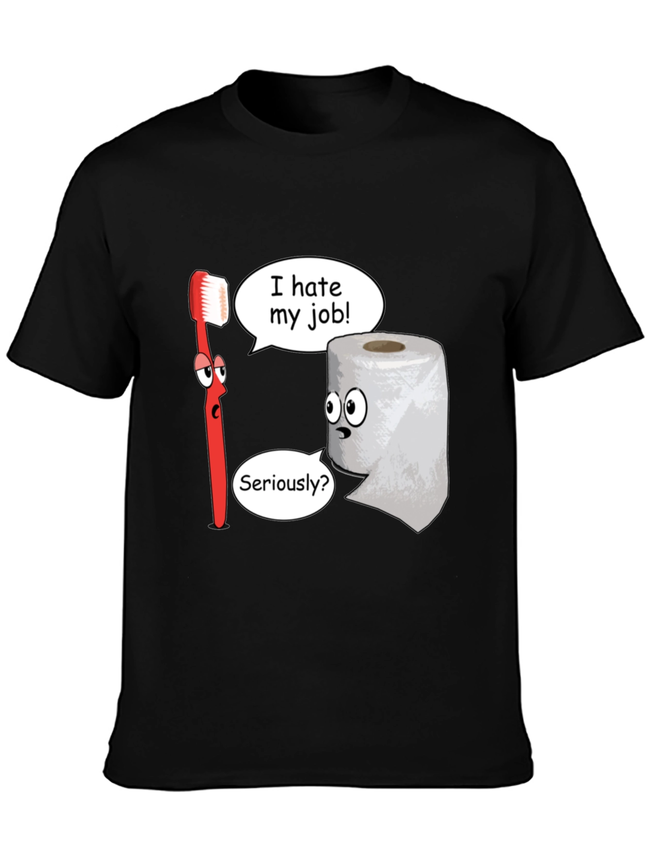 Black Funny Cartoon T-Shirt - I Hate My Job view 3