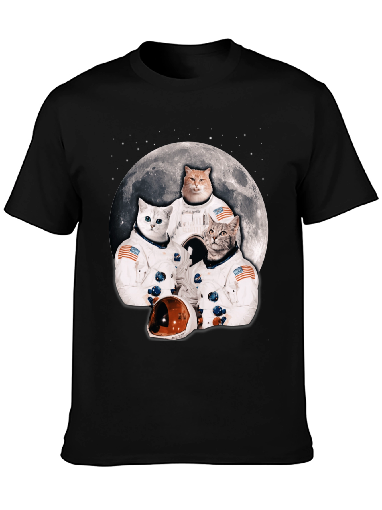 Black Cats in Space T-Shirt - Novelty Crew Tee view 3