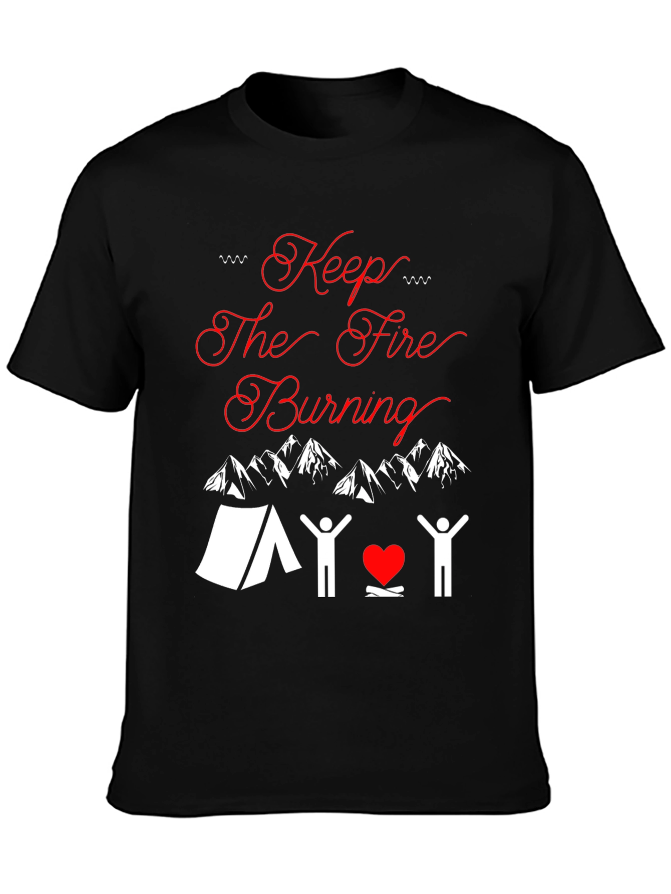 Black Keep The Fire Burning Camping T-Shirt view 3