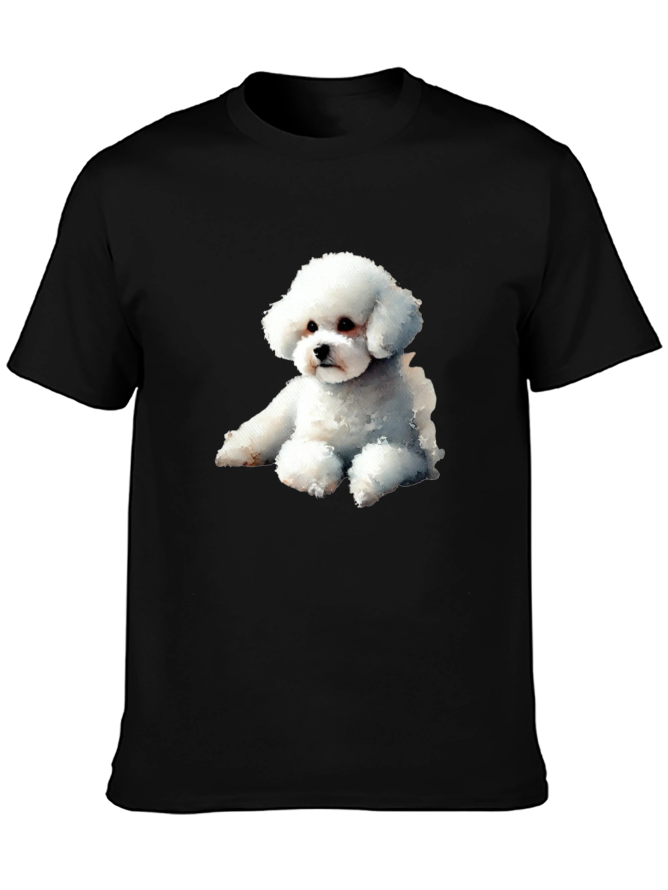 Black Cute Dog Graphic Tee - Black Cotton Blend T-Shirt view 3