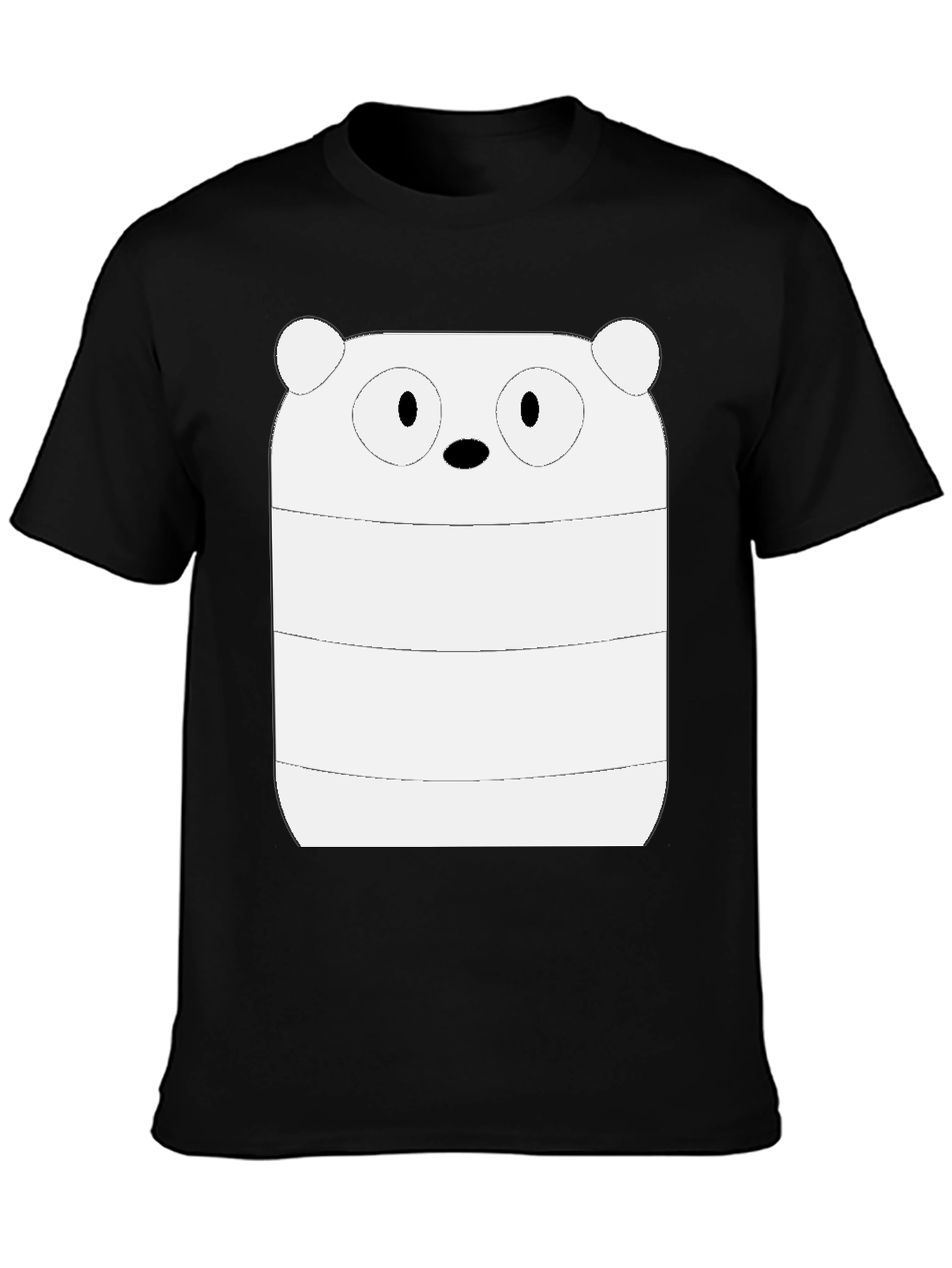 Black Cartoon Bear Graphic Tee - Men's Black Cotton T-Shirt view 3