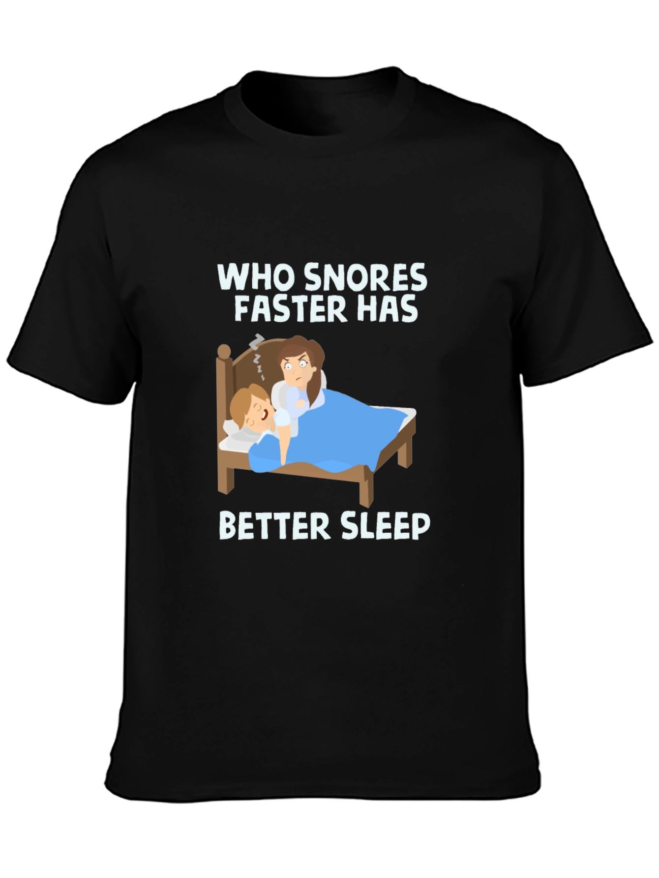Black Funny Snoring T-Shirt - Better Sleep Design view 3