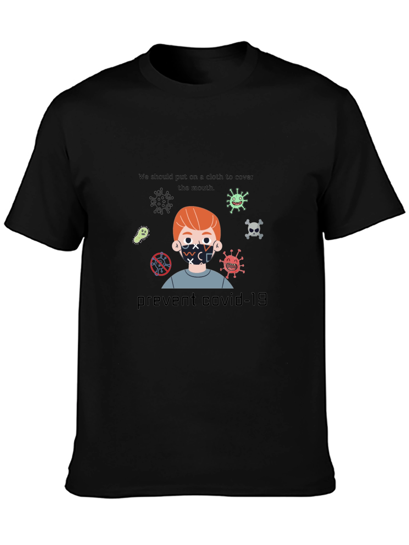 Black Prevent Covid-19 Graphic Tee view 3