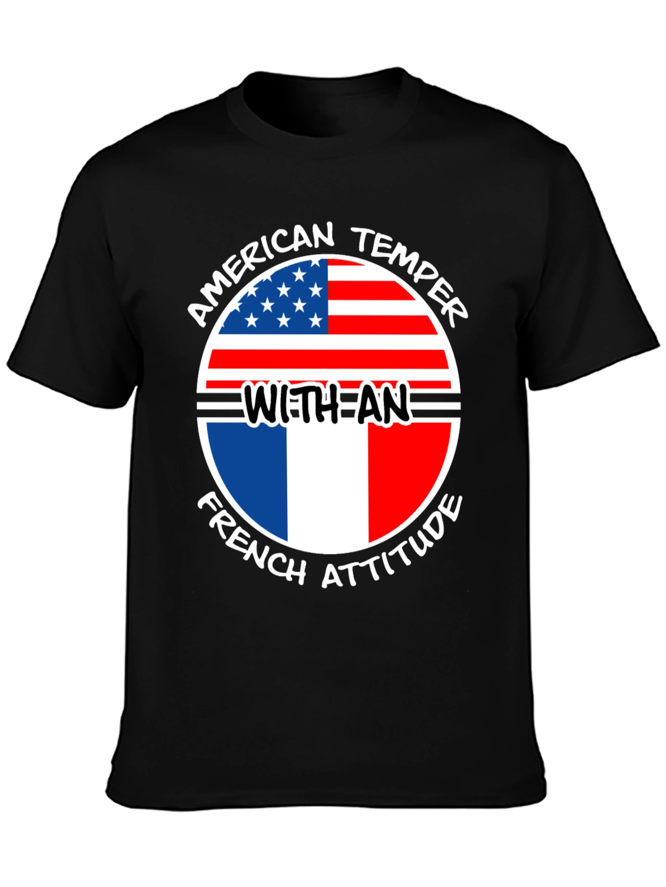 Black American Temper French Attitude T-Shirt view 3
