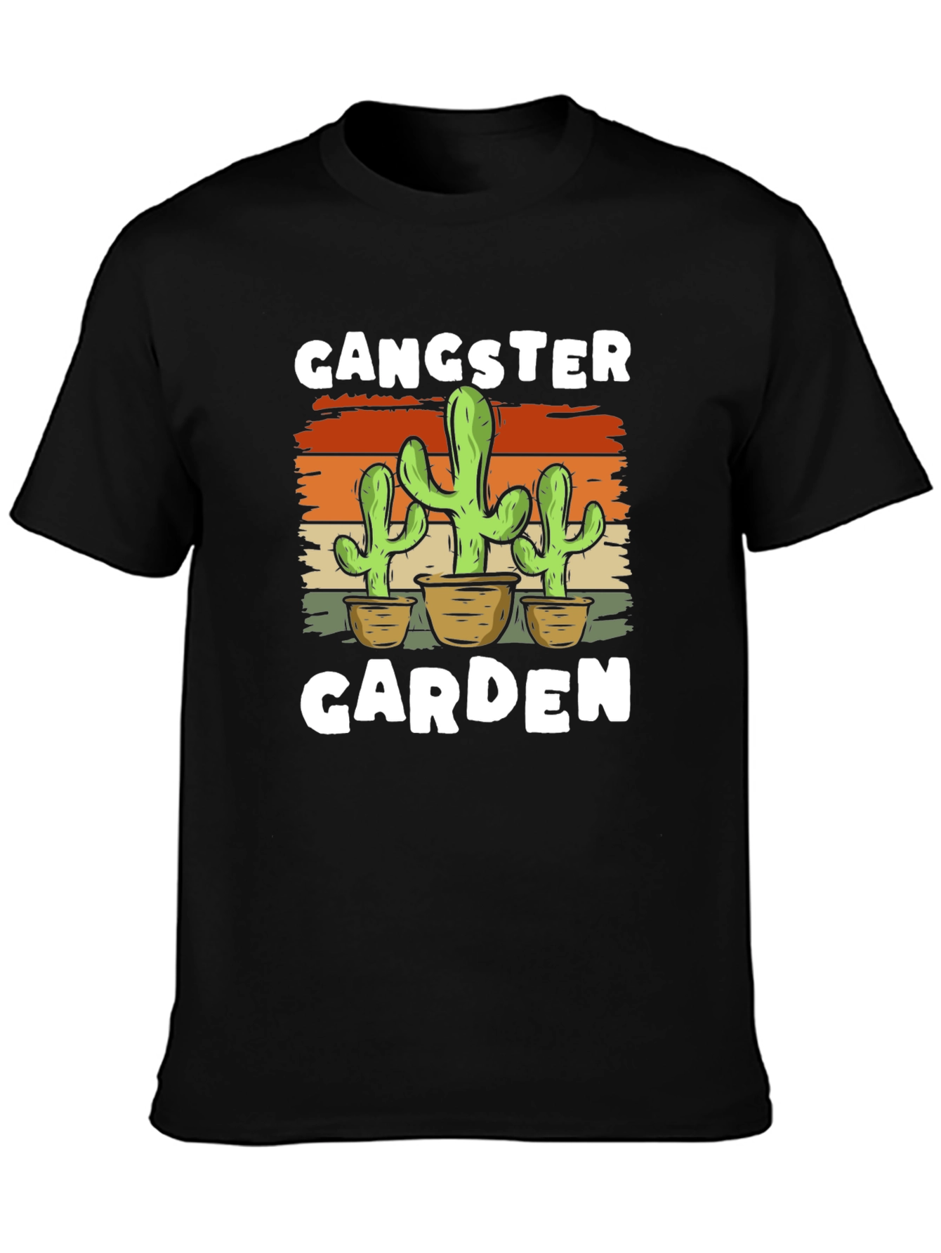 Black Gangster Garden Cactus Graphic T-Shirt view 3