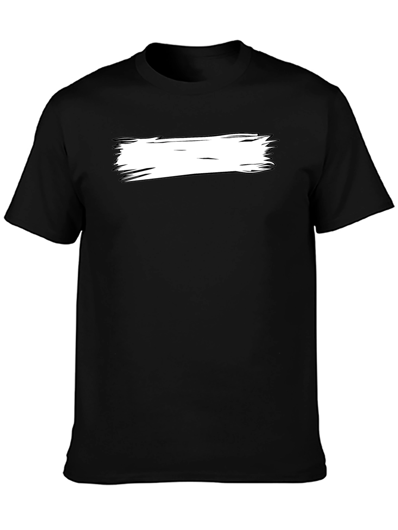 Black Black T-Shirt with White Brushstroke Design view 3