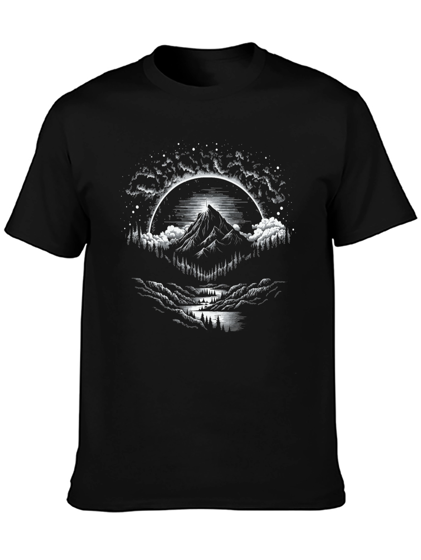 Black Mountain Peak Graphic Tee - Black Cotton Blend view 3