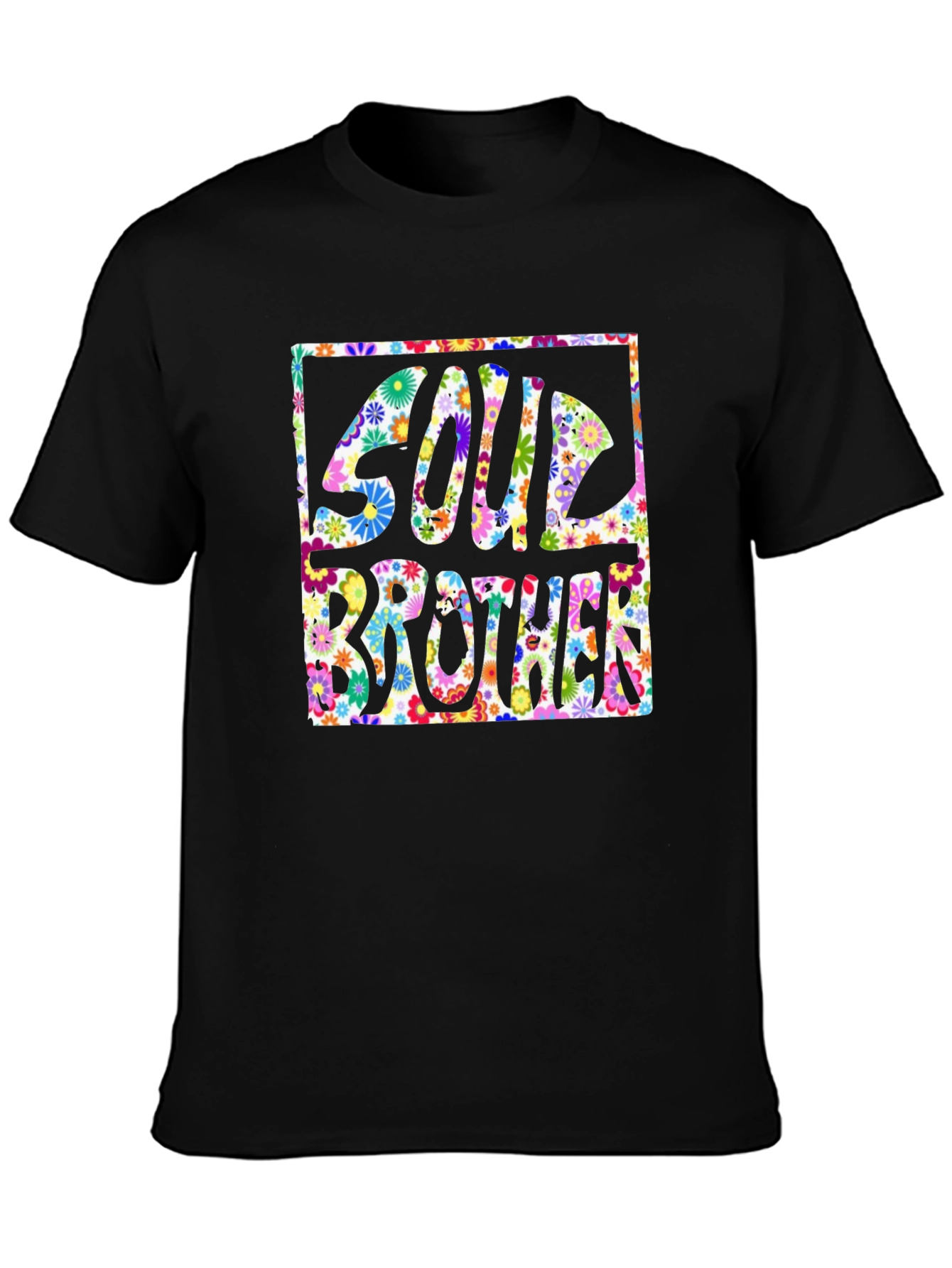 Black Soul Brother Floral Graphic T-Shirt - Unisex view 3