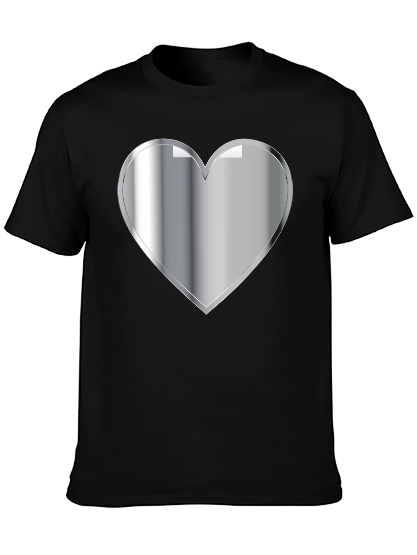 Black Silver Heart Graphic Black T-Shirt view 3