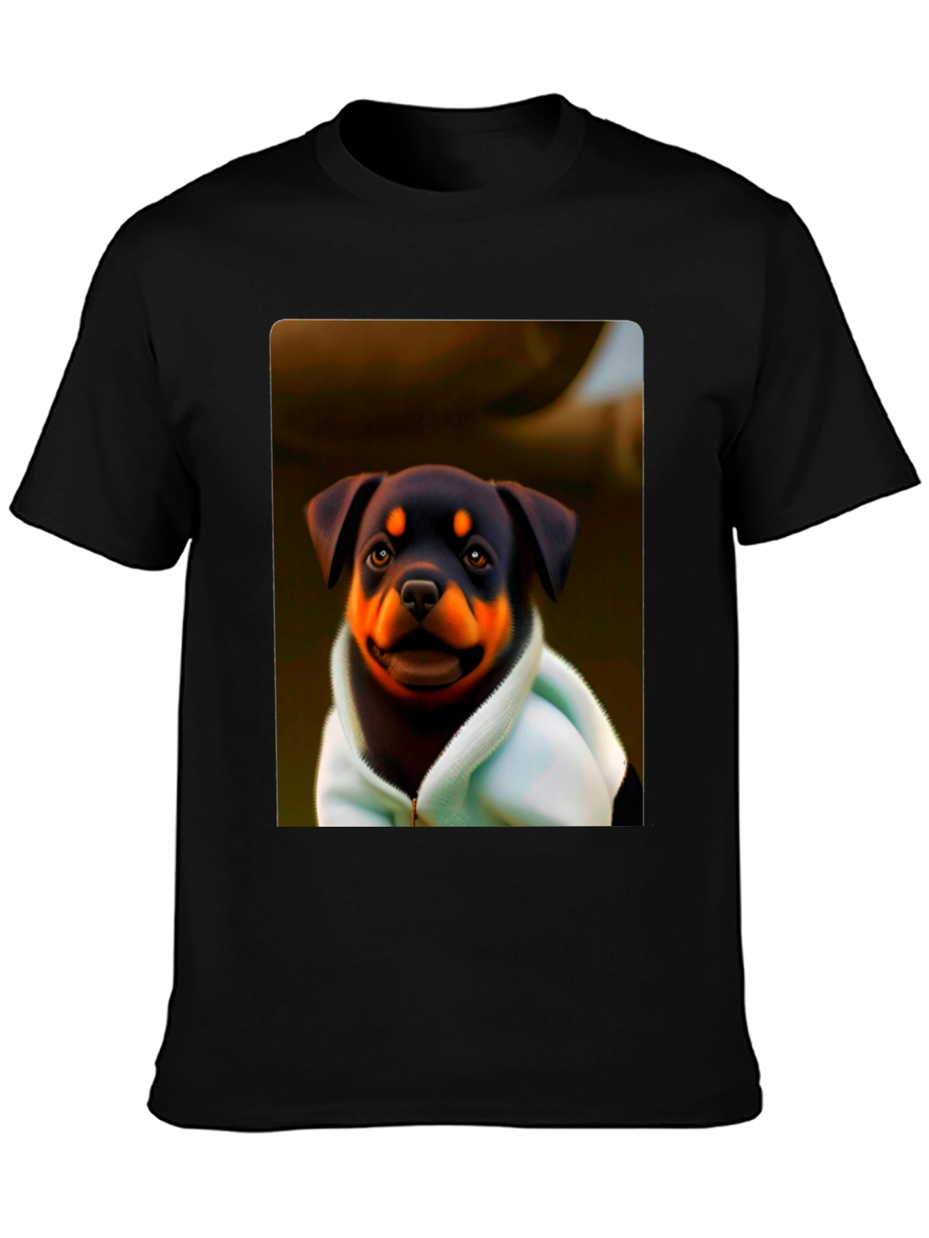 Black Rottweiler Puppy Hoodie T-Shirt - Cute Dog Tee view 3