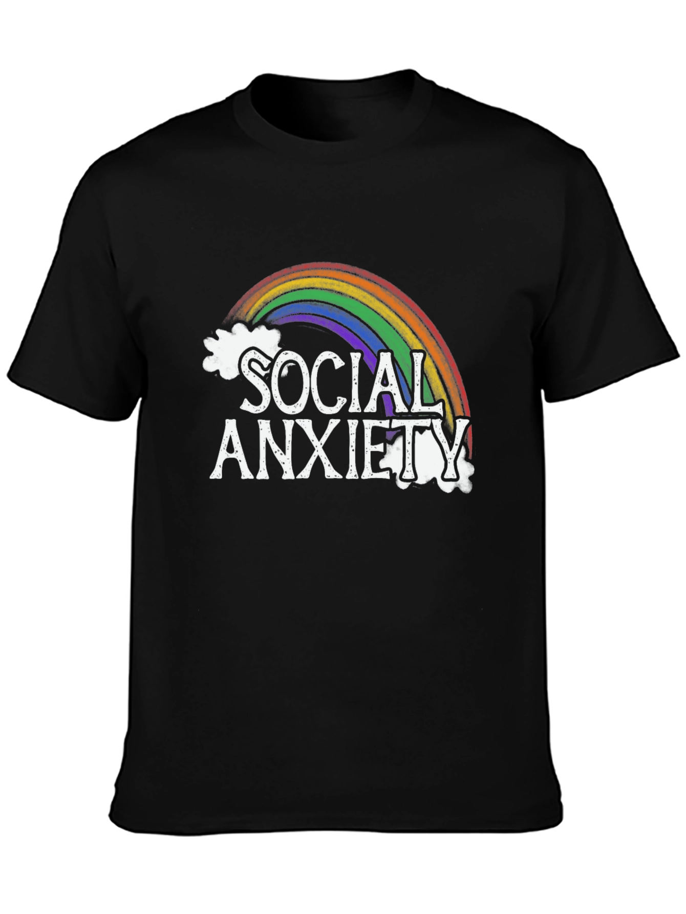 Black Social Anxiety Rainbow Graphic Tee view 3