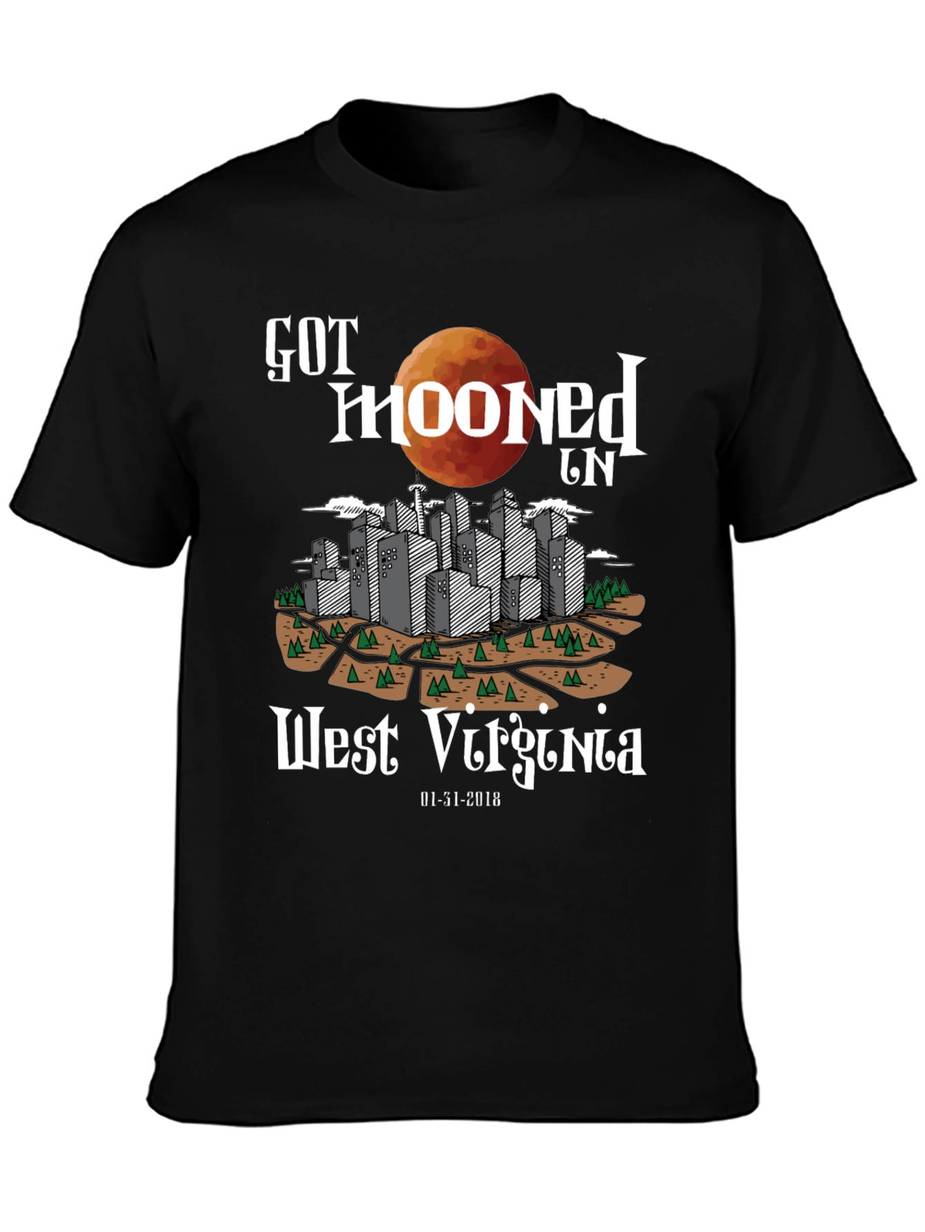 Black Got Mooned in West Virginia Graphic T-Shirt view 3