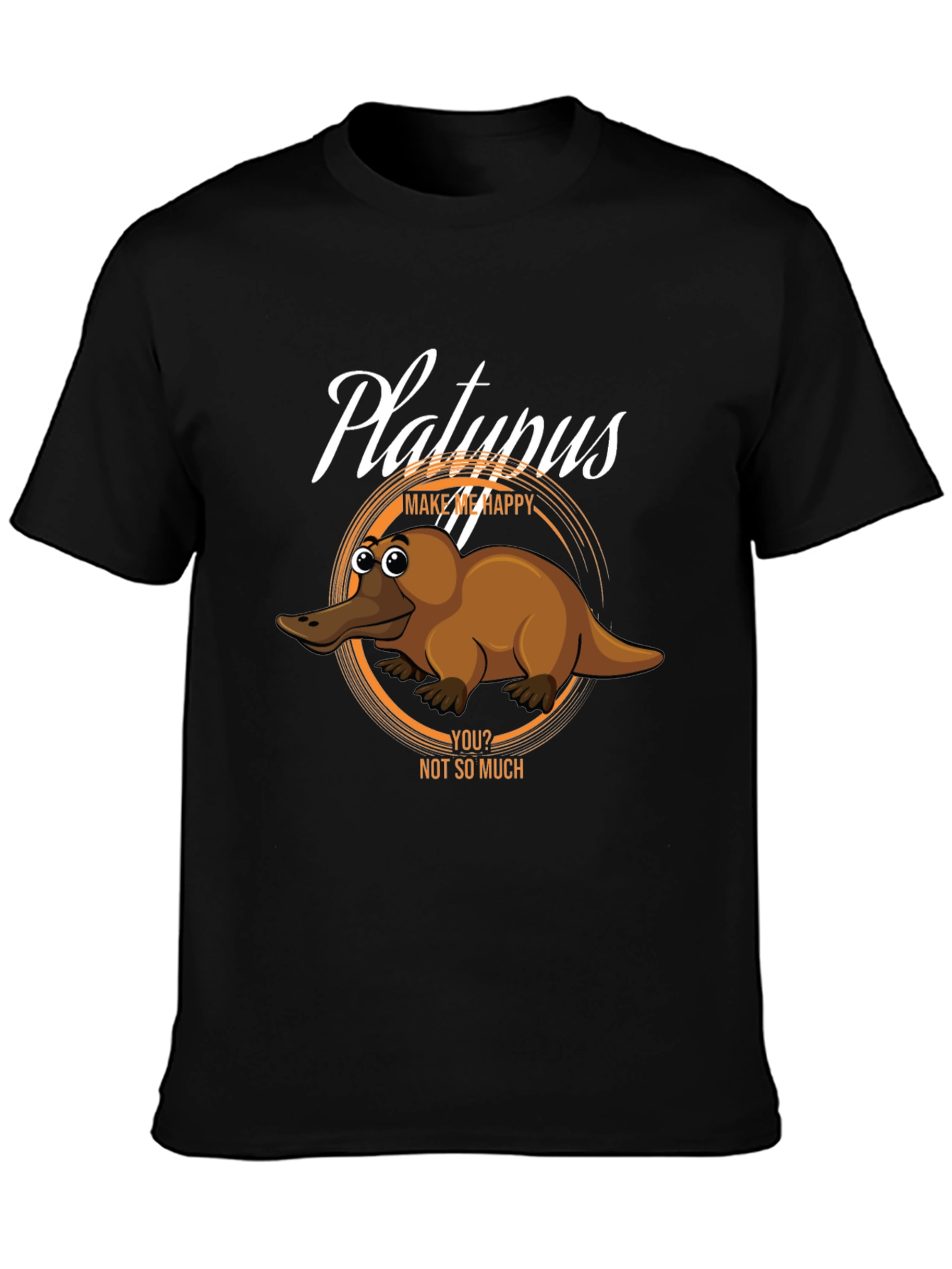 Black Funny Platypus Graphic T-Shirt view 3