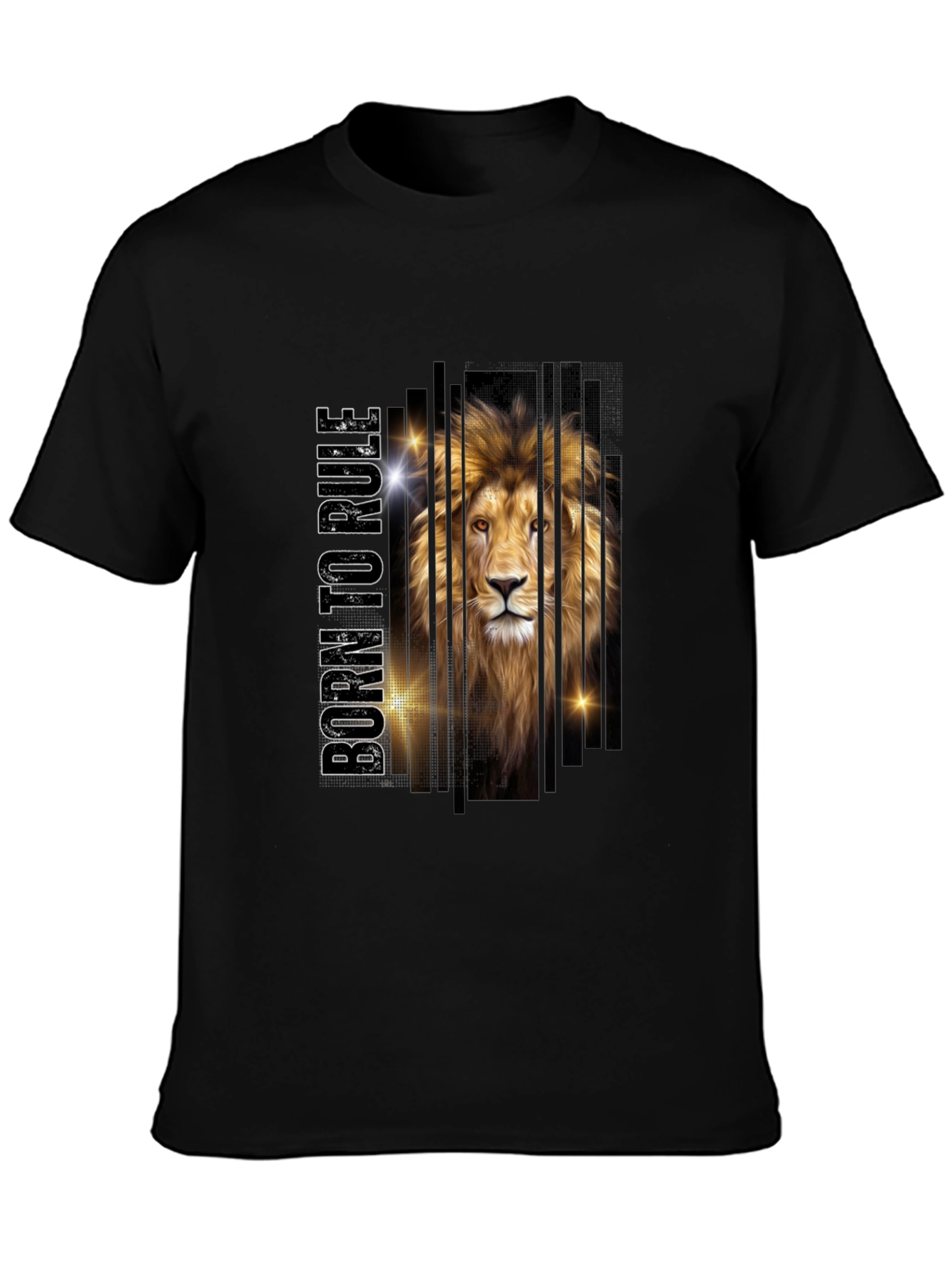 Black Born to Rule Lion Graphic Print Tee - Stylish Men's Black T-Shirt view 3