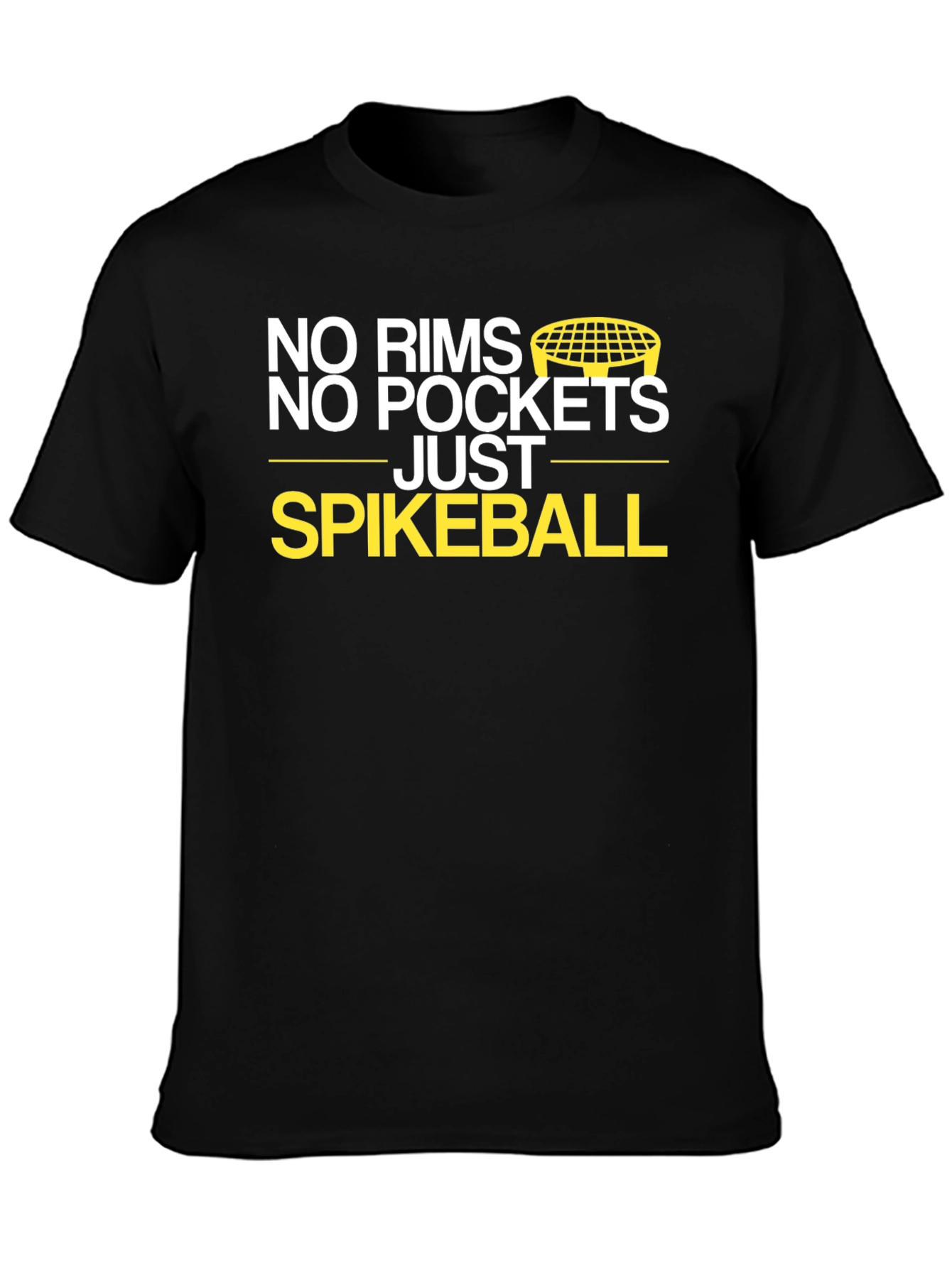 Black No Rims No Pockets Spikeball T-Shirt view 3